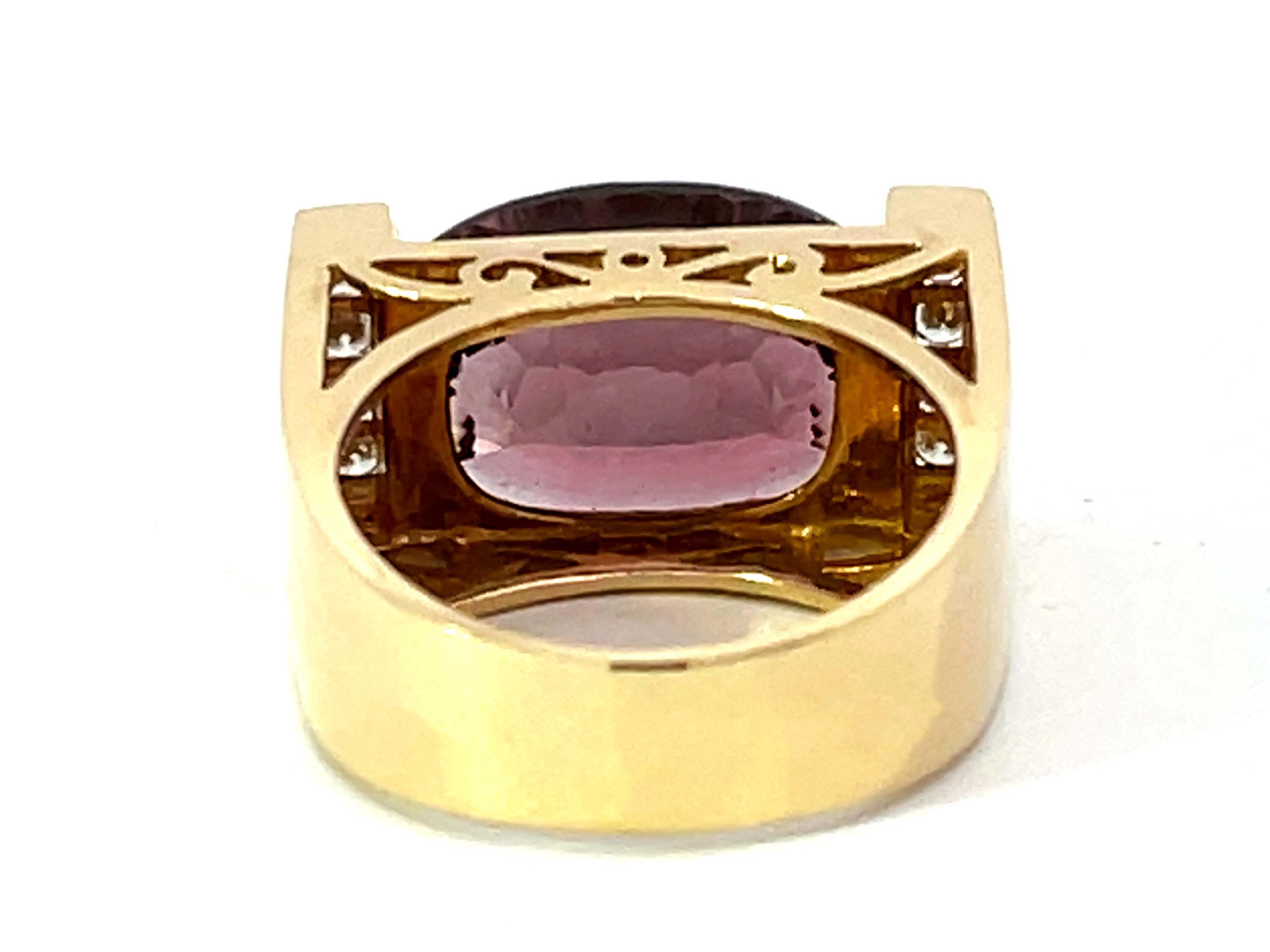 Large Purple Ametrine and Diamond Ring in 14k Yellow Gold For Sale 1