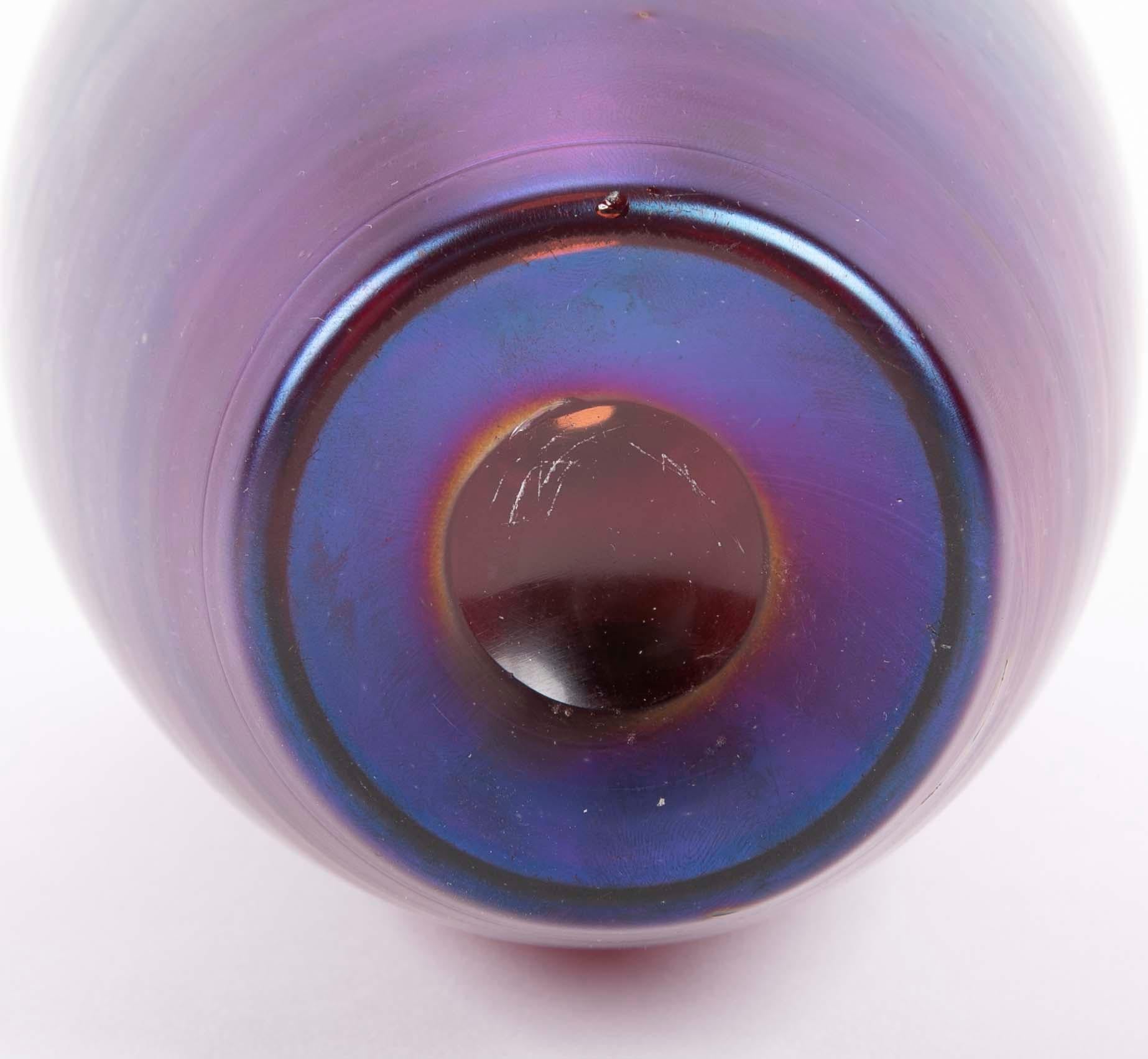 Early 20th Century Large Purple and Iridescent Glass Vase by Loetz