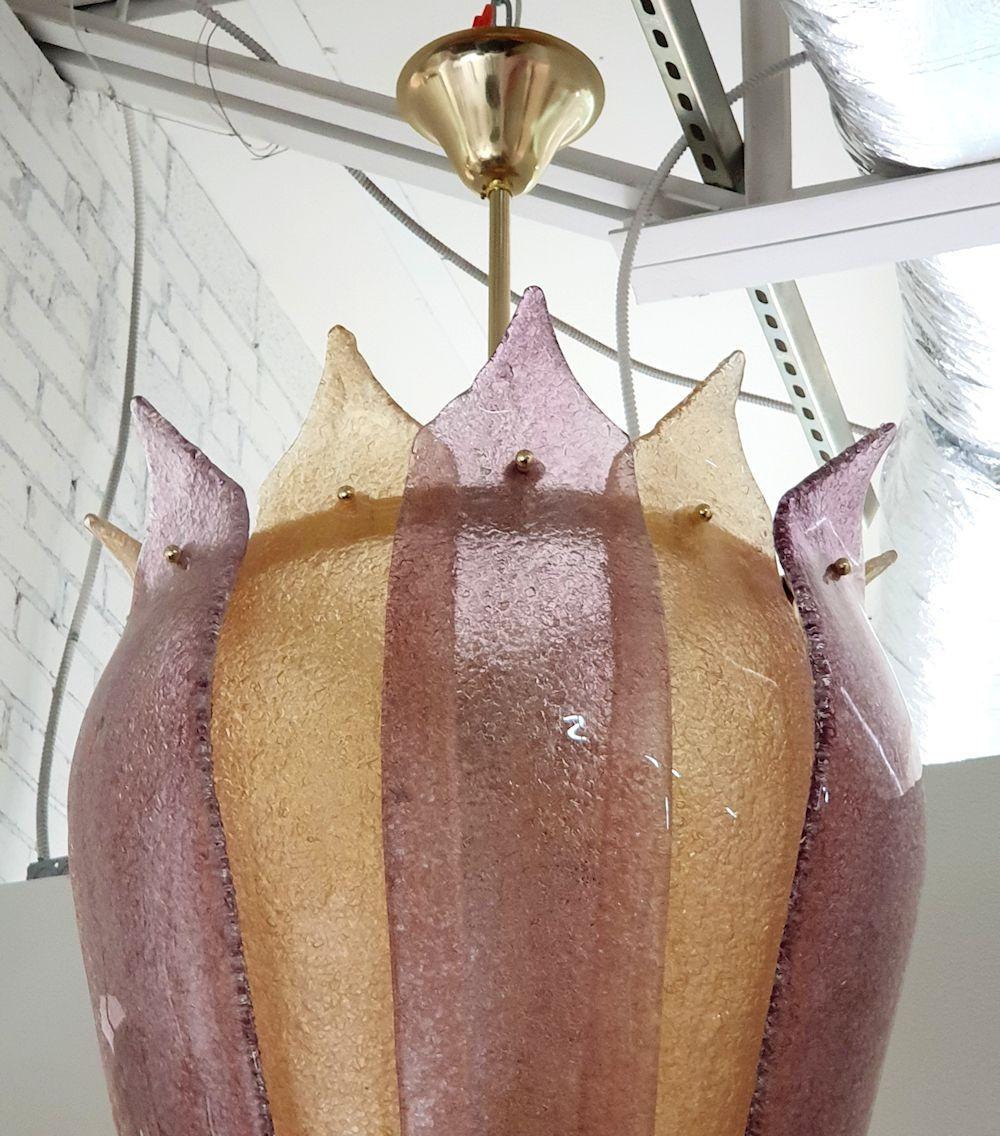 Large Murano Glass Purple and Gold Chandelier or Lantern  For Sale 3