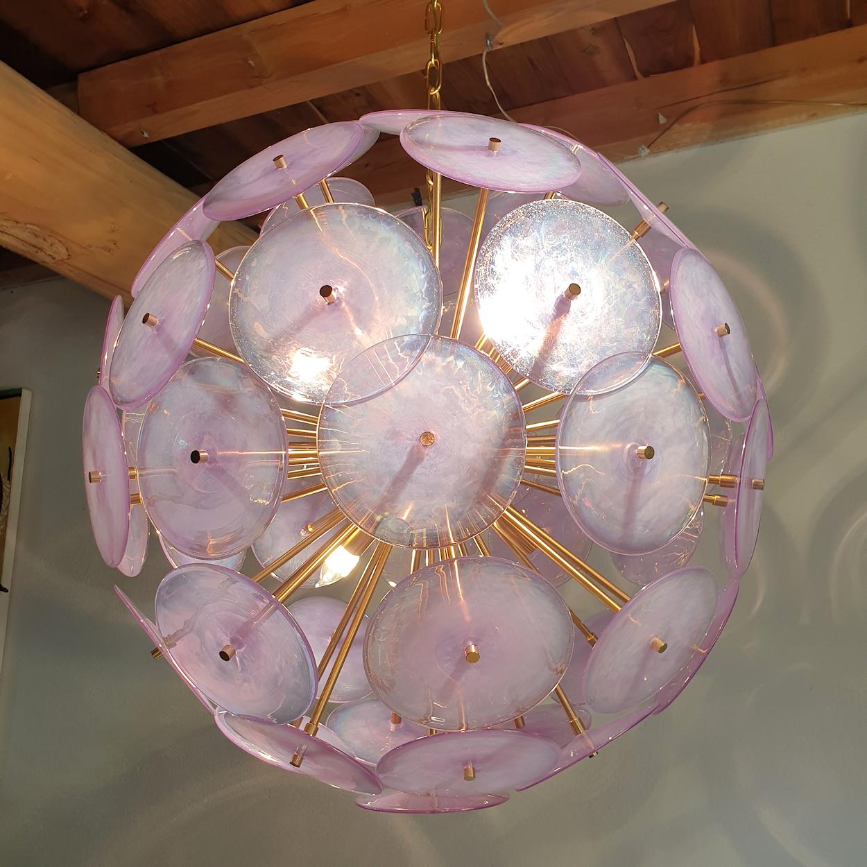 Mid-Century Modern Purple Mid Century Modern Murano Sputnik Chandelier Vistosi Style 