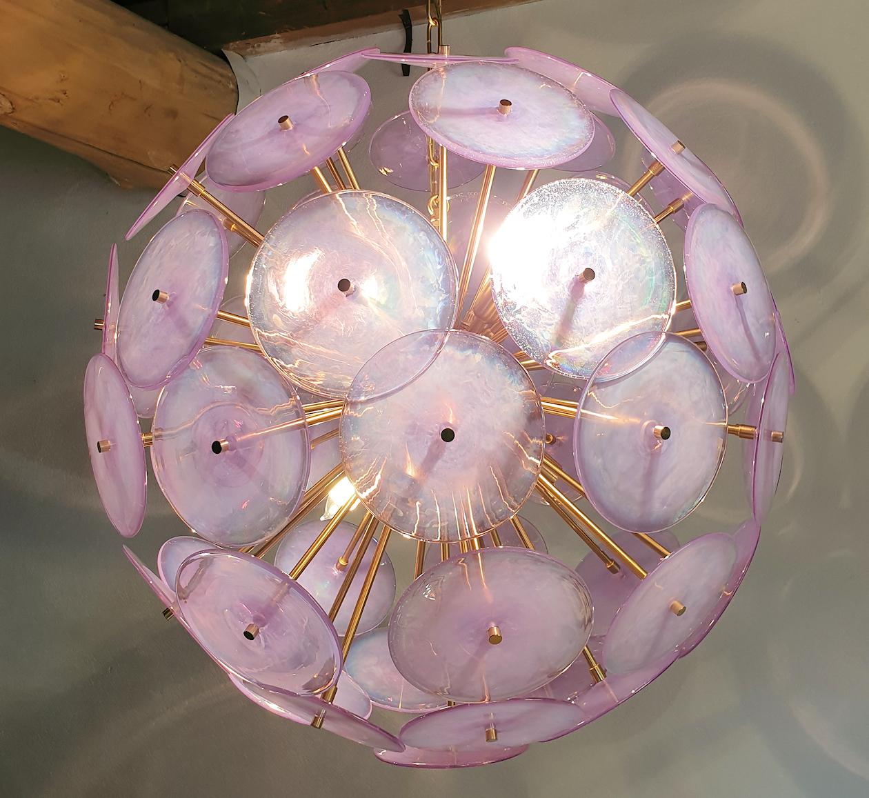 Italian Purple Mid Century Modern Murano Sputnik Chandelier Vistosi Style 