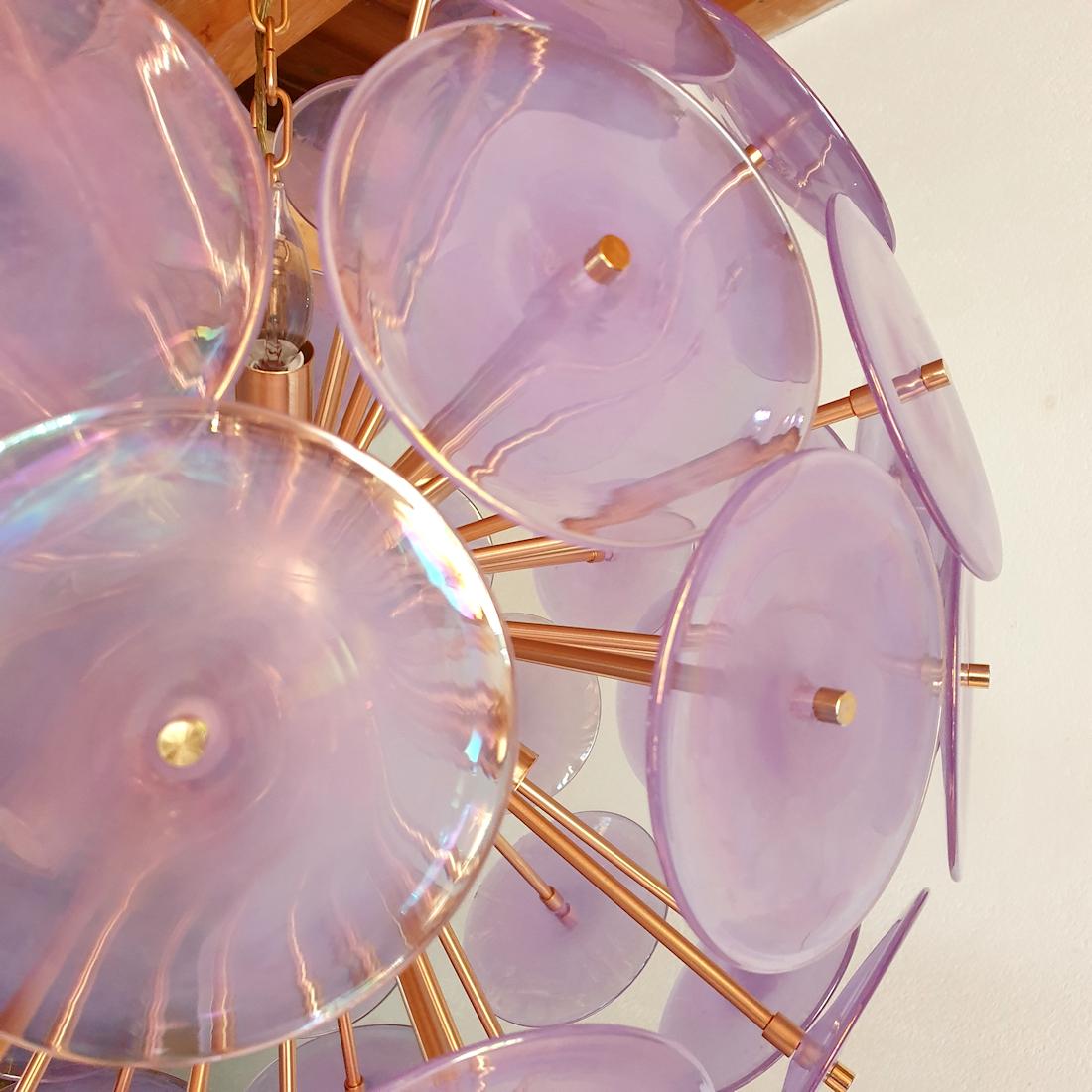 Purple Mid Century Modern Murano Sputnik Chandelier Vistosi Style  In Excellent Condition In Dallas, TX