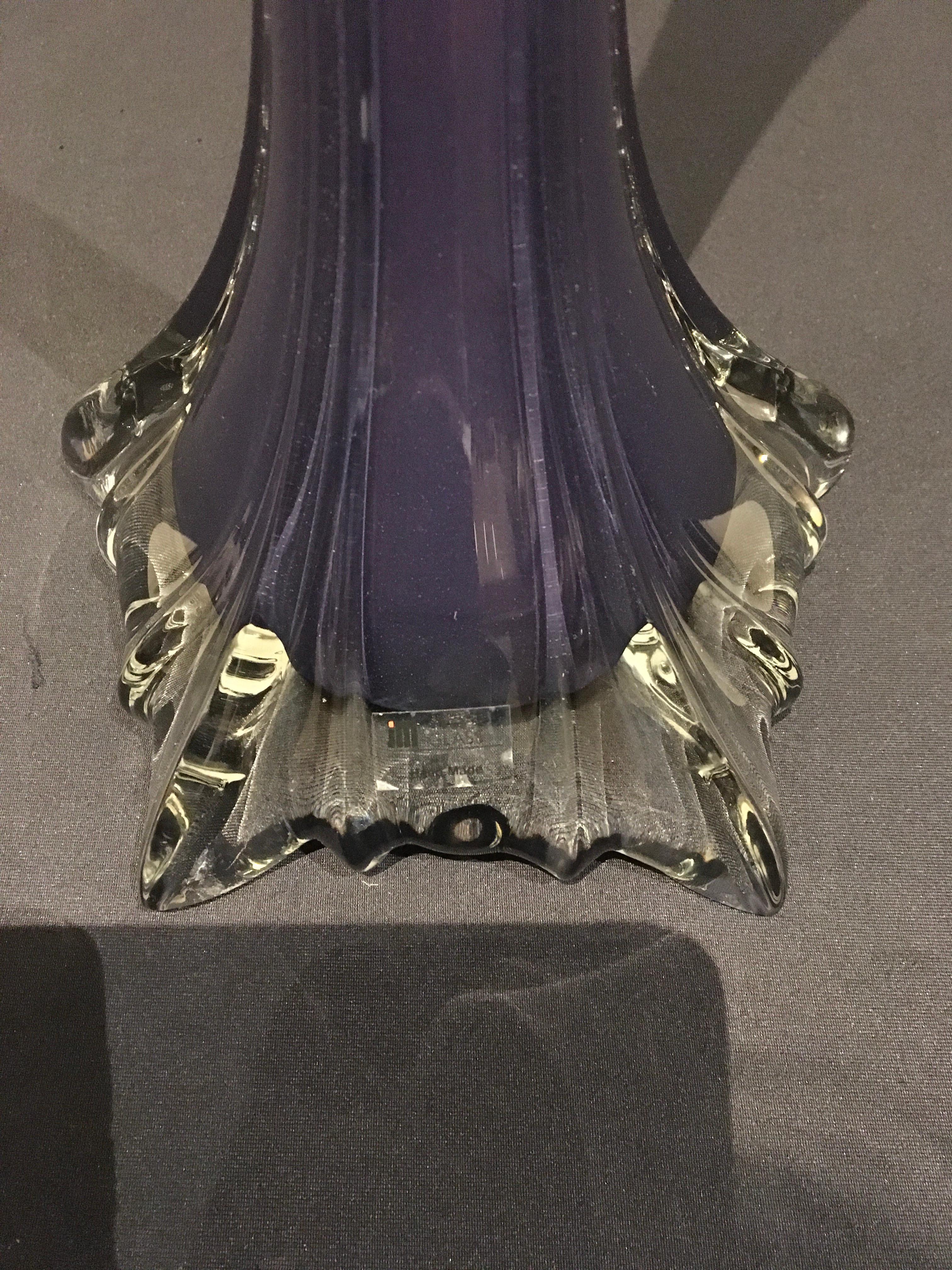 Grand vase violet JM Studio Glass, vase de sol, vase à bourgeons, Portugal, années 1980 en vente 4