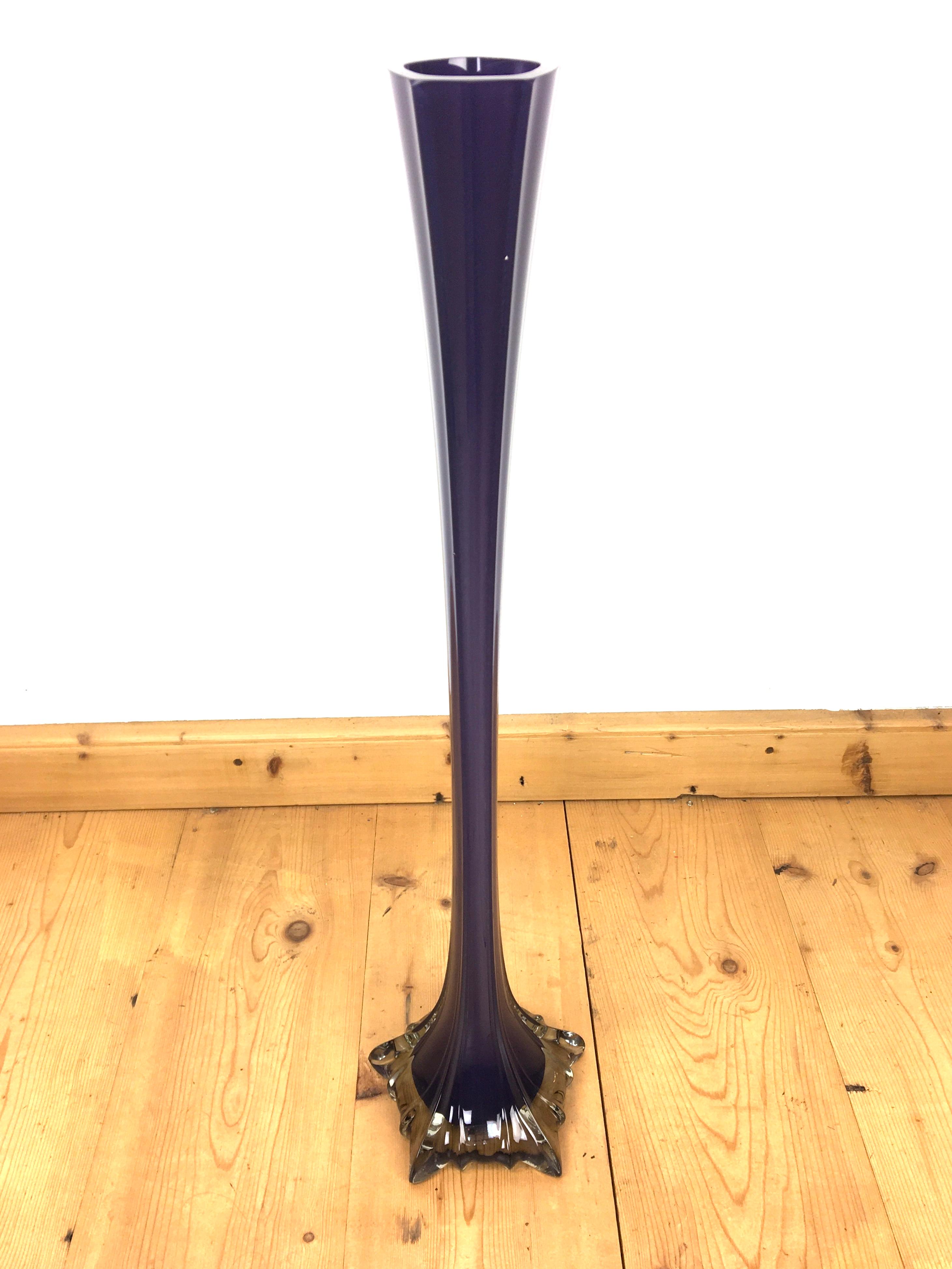 Large Purple JM Studio Glass Vase, Floor vase, Bud Vase, Portugal, 1980s For Sale 8