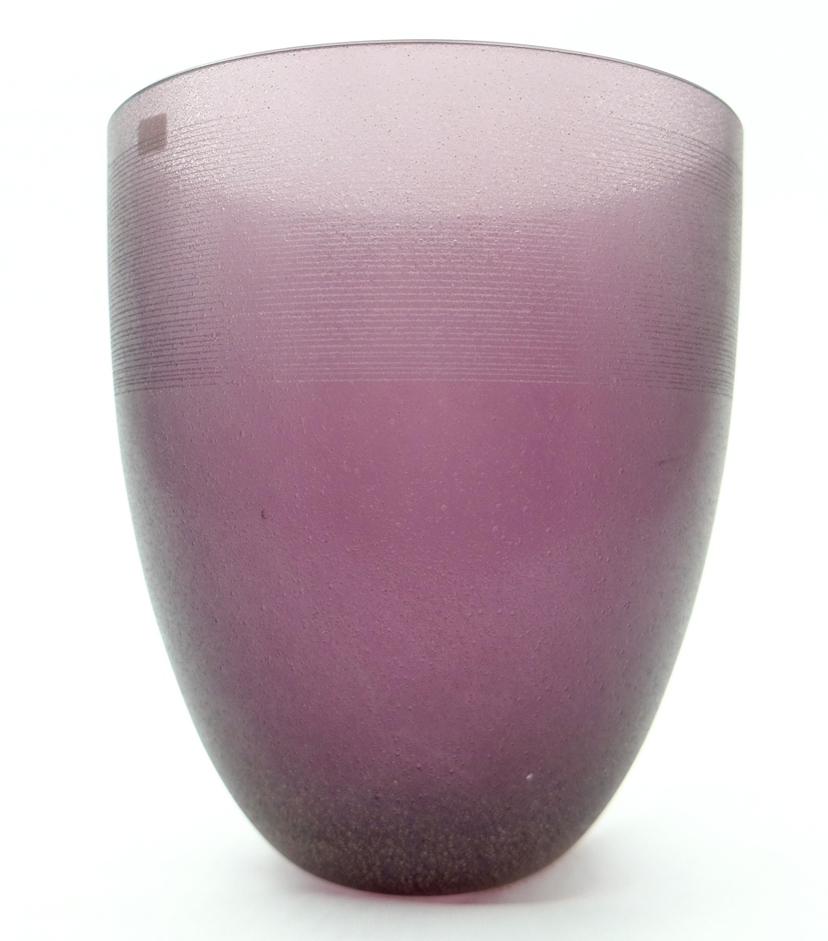 Italian Large Purple Murano Glass Vase by Barbini