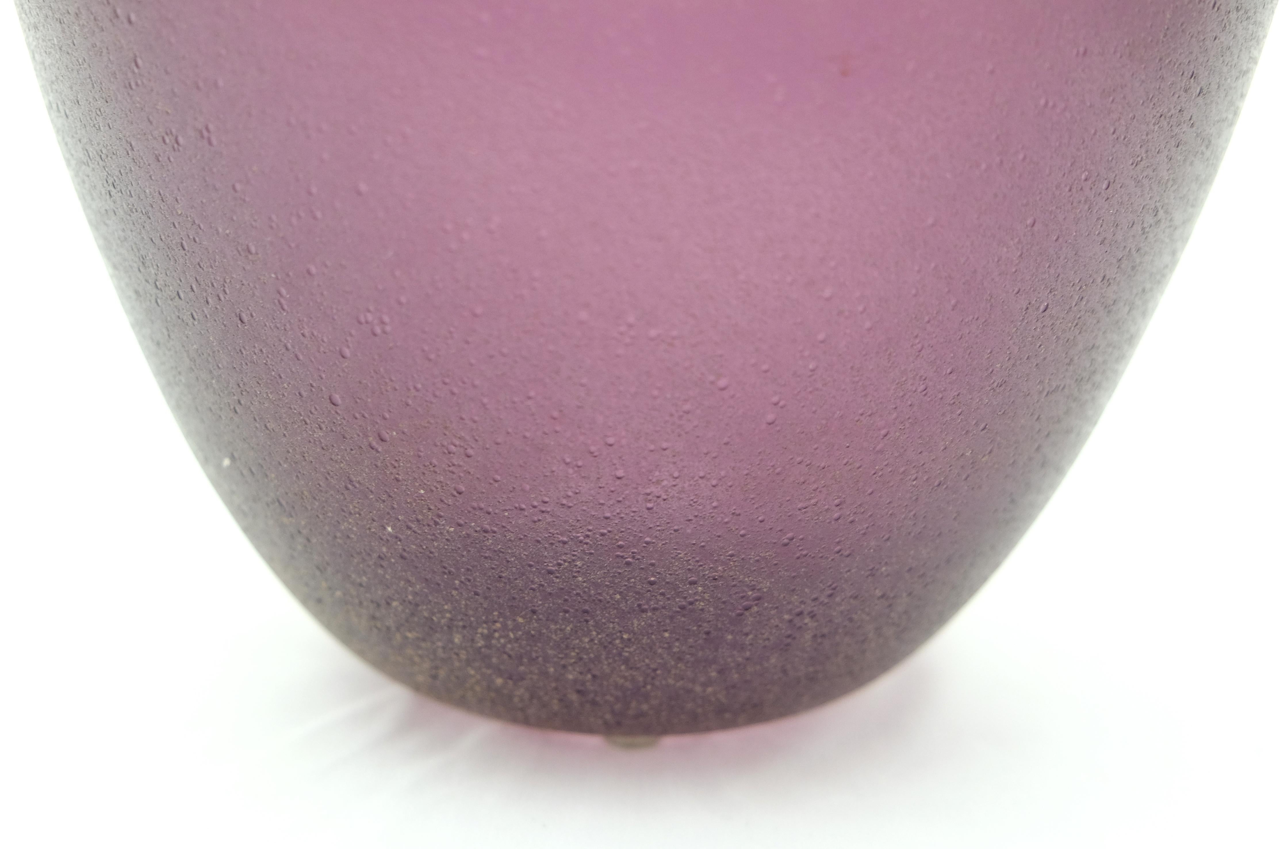 Large Purple Murano Glass Vase by Barbini In New Condition In Miami, FL