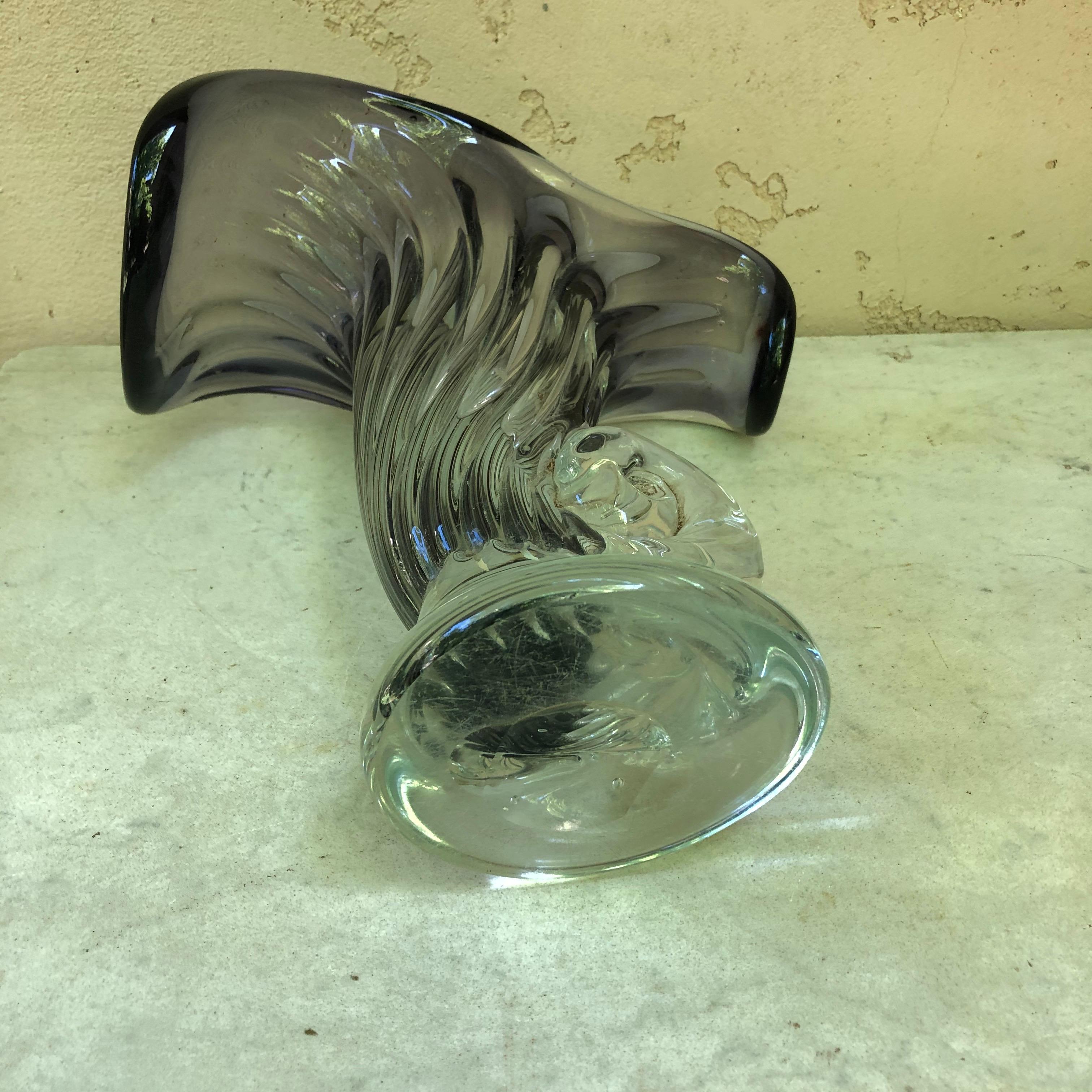 Large Purple Murano Glass Vase, circa 1960 In Good Condition For Sale In Austin, TX