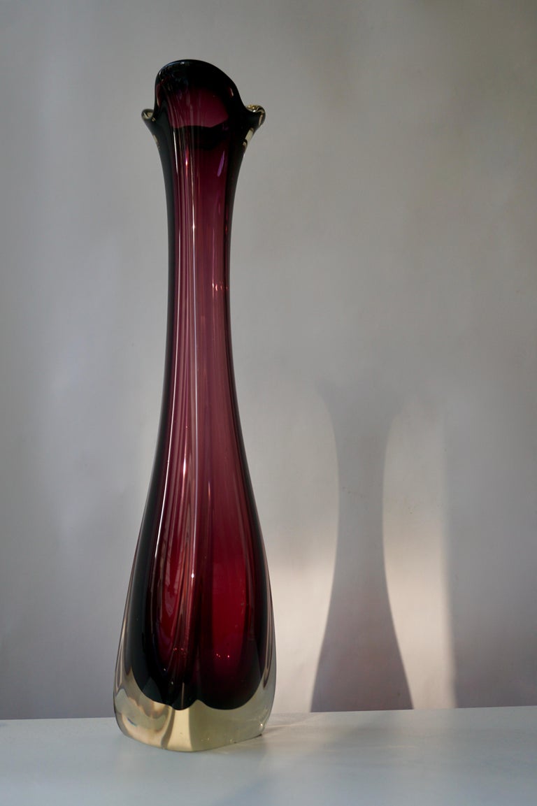 Large Purple Murano Glass Vase For Sale at 1stDibs