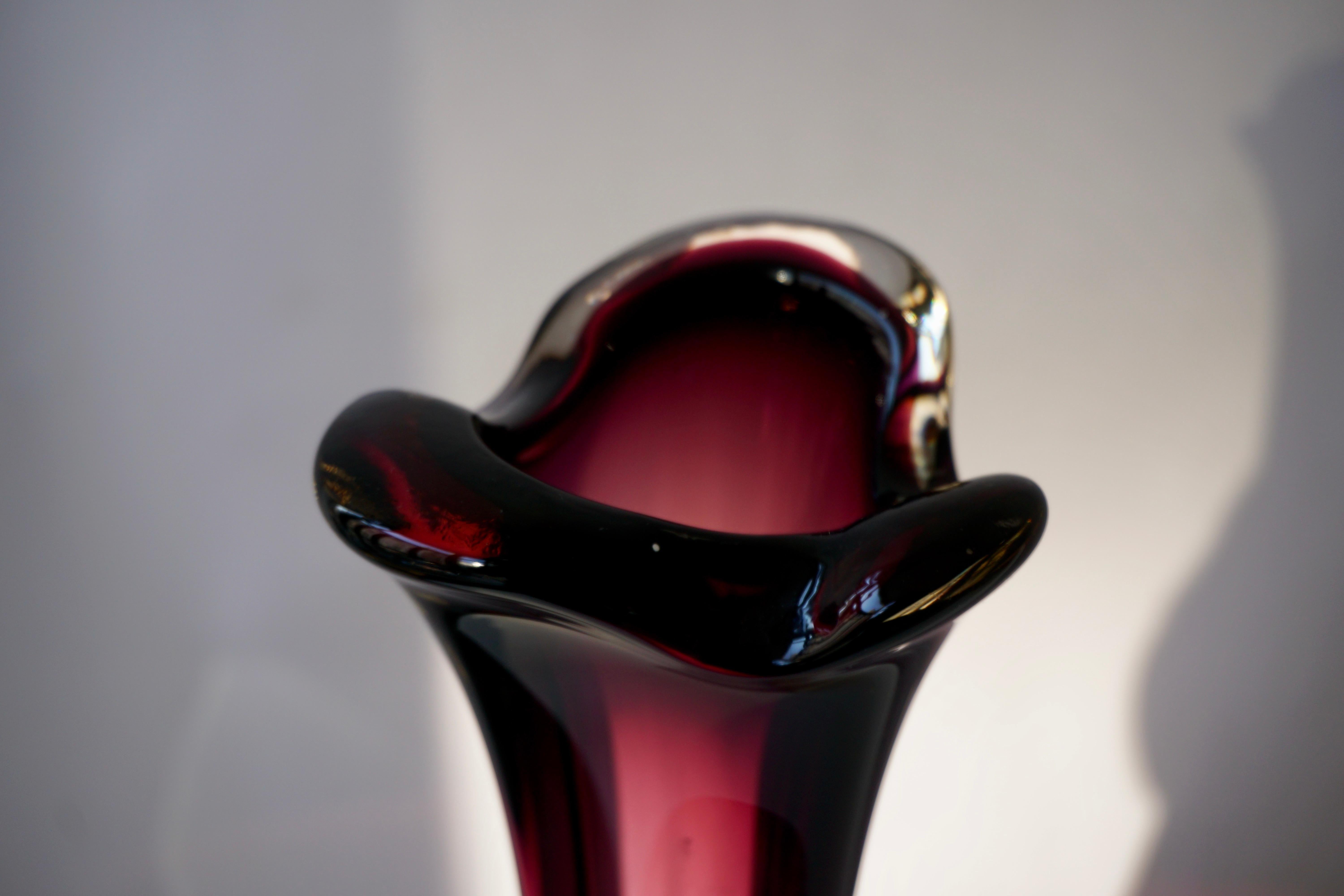 murano purple glass vase