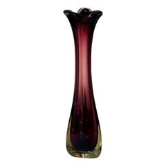 Grand vase violet en verre de Murano