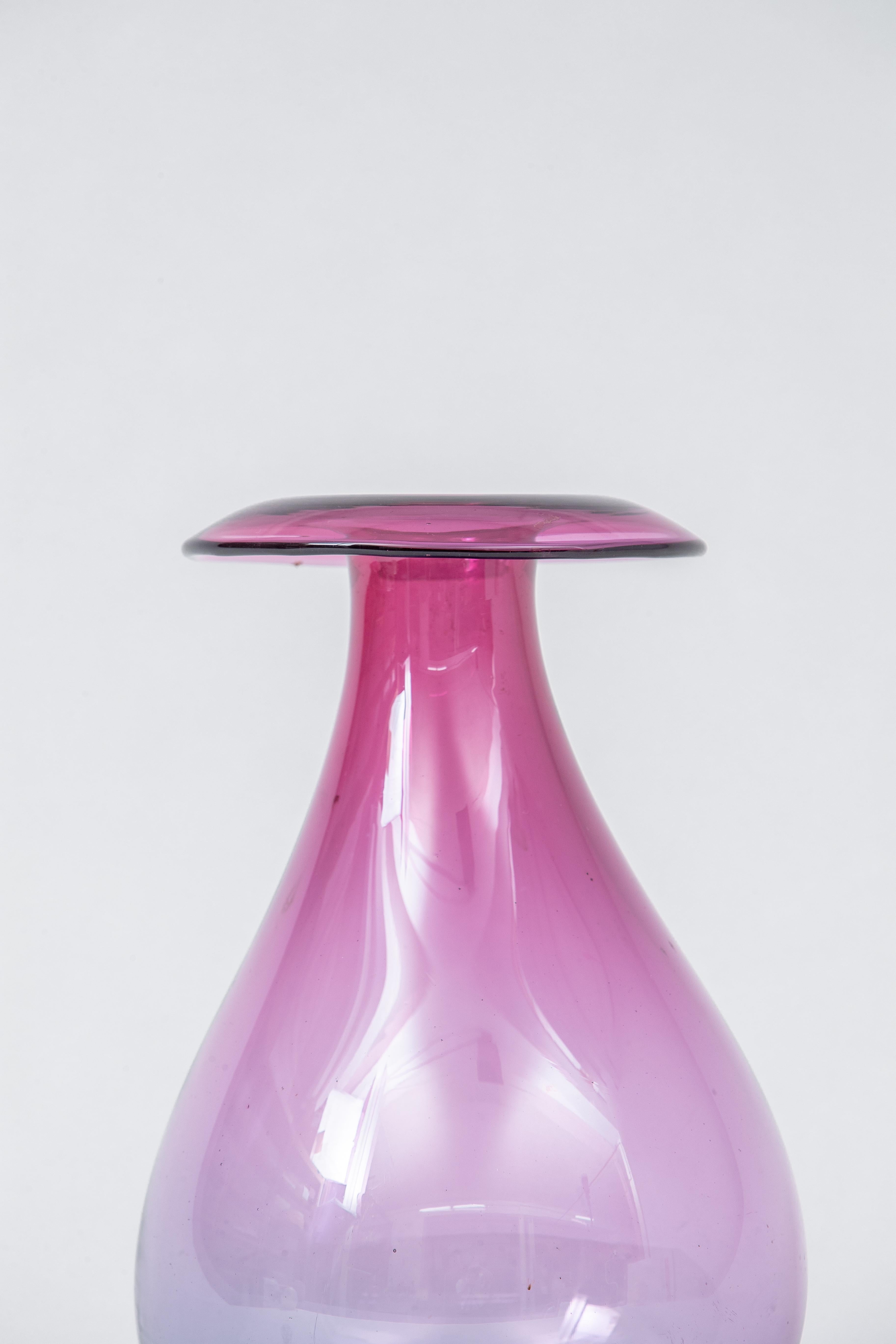 Mid-Century Modern Large Purple & Pink Blown Glass Murano Vase, Italy, 1960's