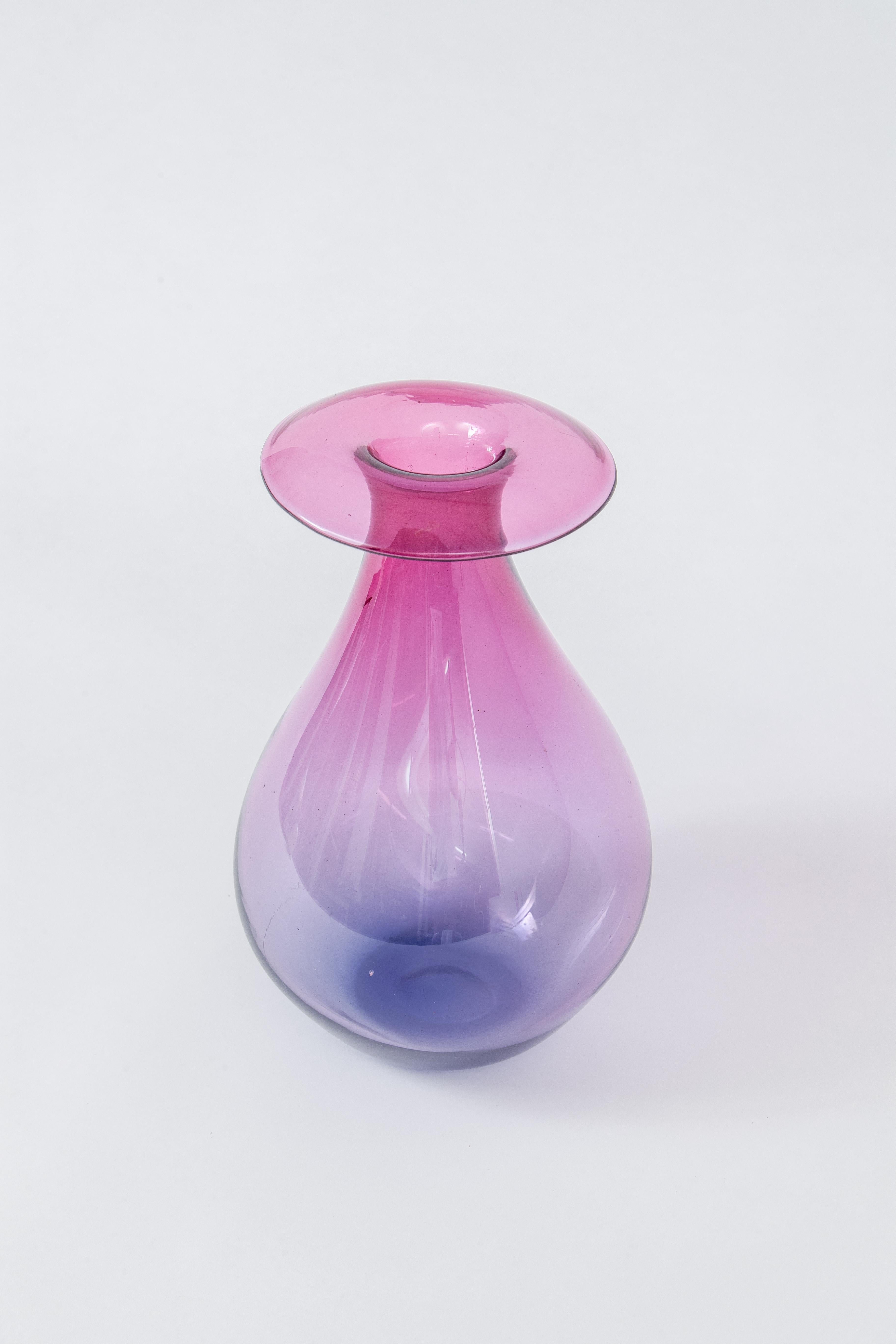 Italian Large Purple & Pink Blown Glass Murano Vase, Italy, 1960's