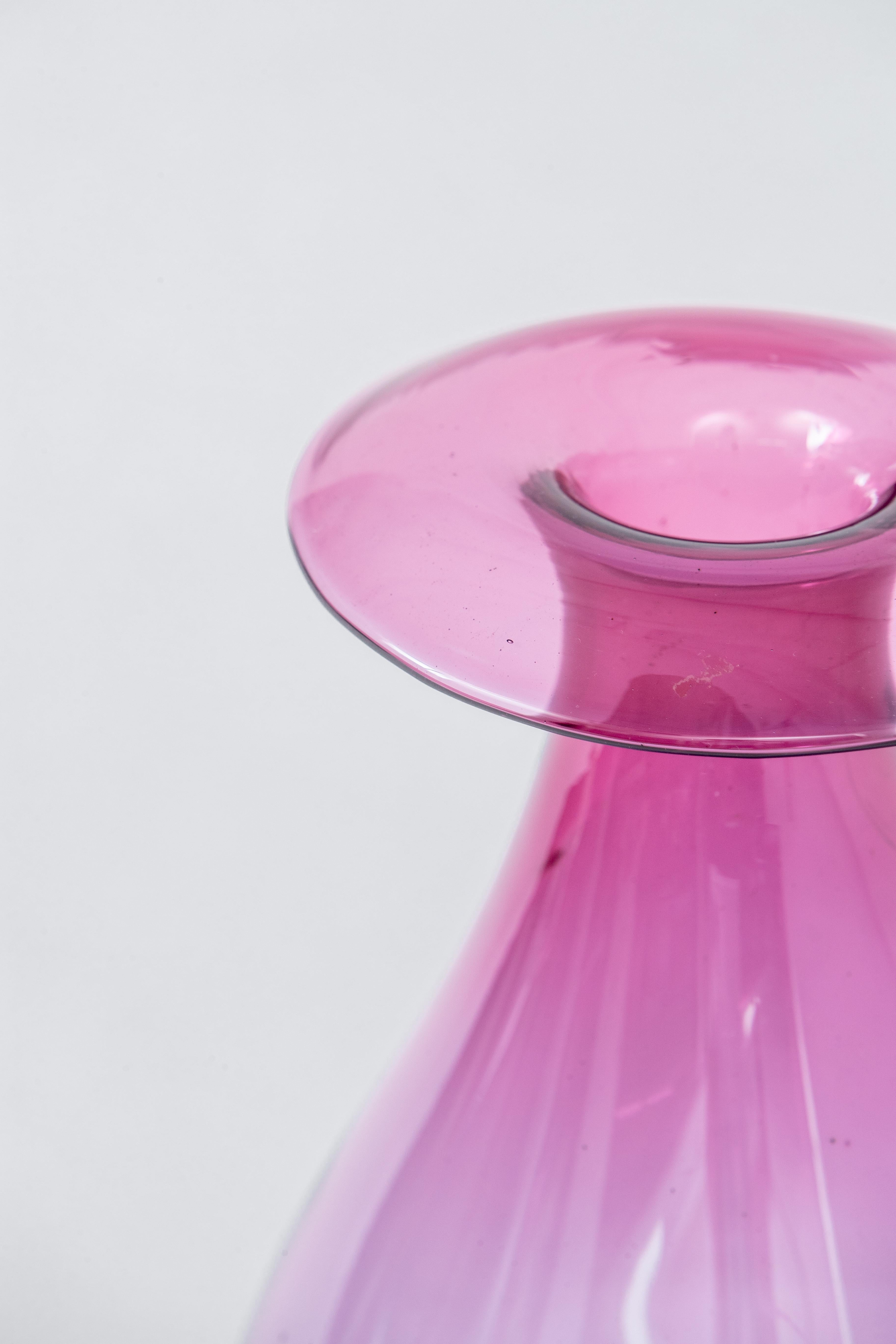 Large Purple & Pink Blown Glass Murano Vase, Italy, 1960's In Good Condition In New York, NY