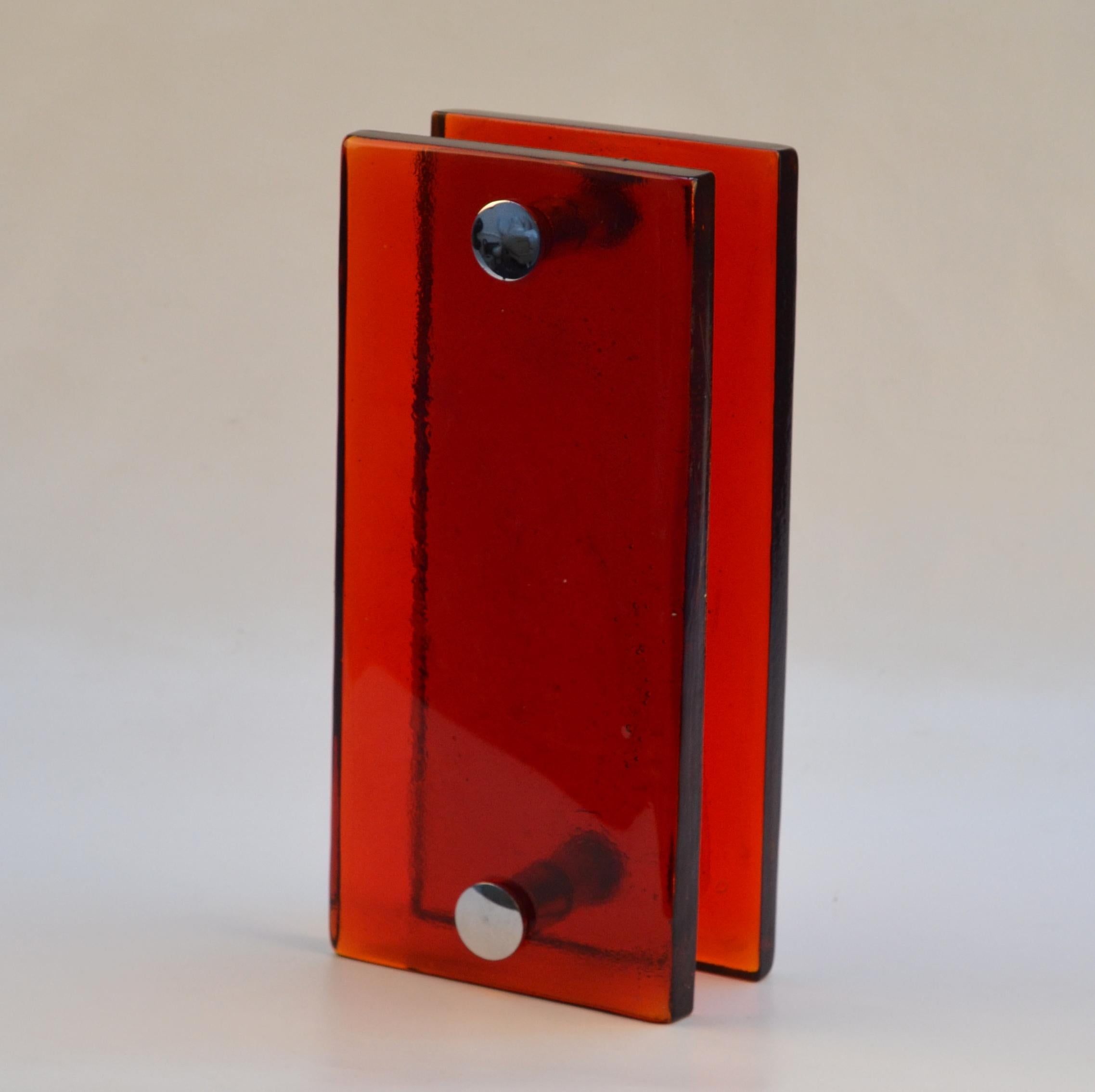 Large Push Pull Double Door Handles in Red Glass 4