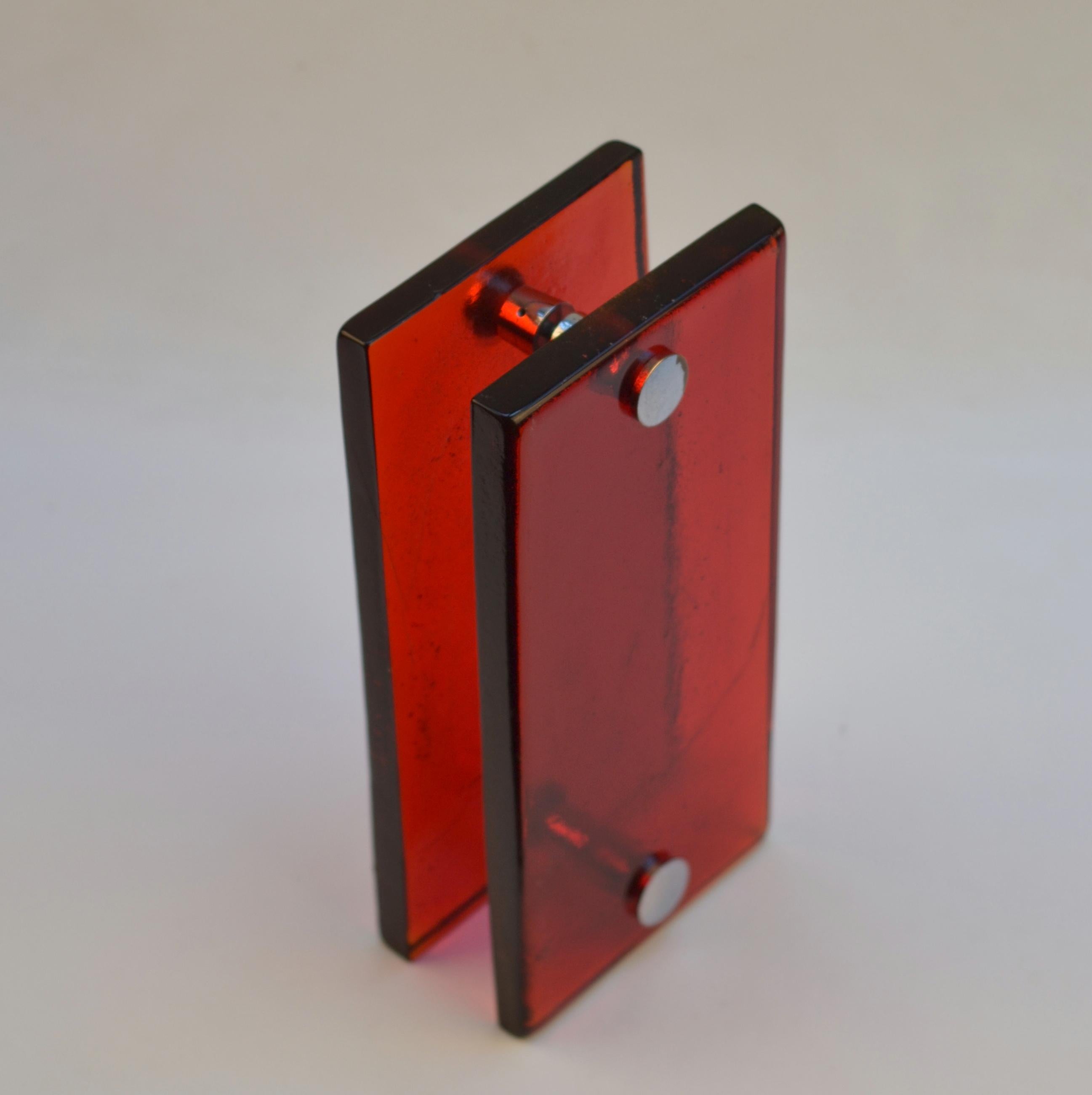 Cast Large Push Pull Double Door Handles in Red Glass