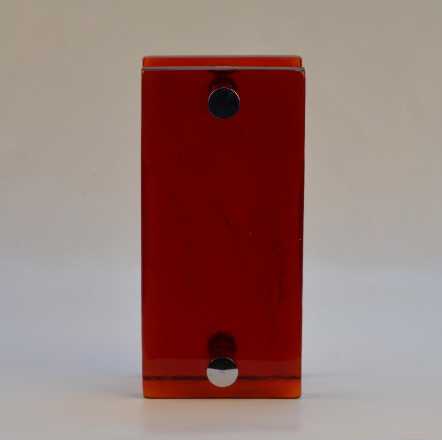Mid-20th Century Large Push Pull Double Door Handles in Red Glass