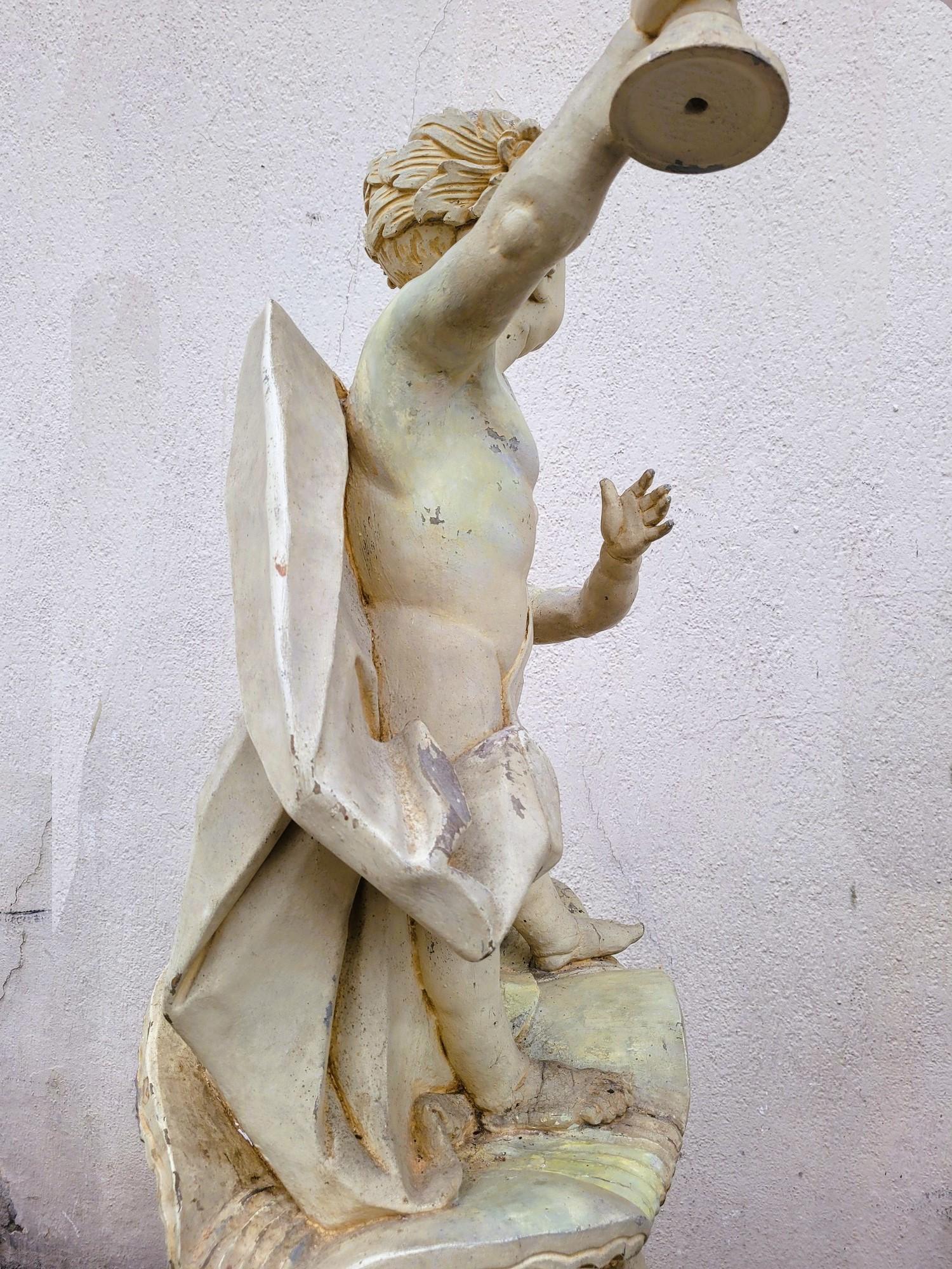 Grande scultura di putti in legno laccato, Italia, XIX secolo in vendita 12