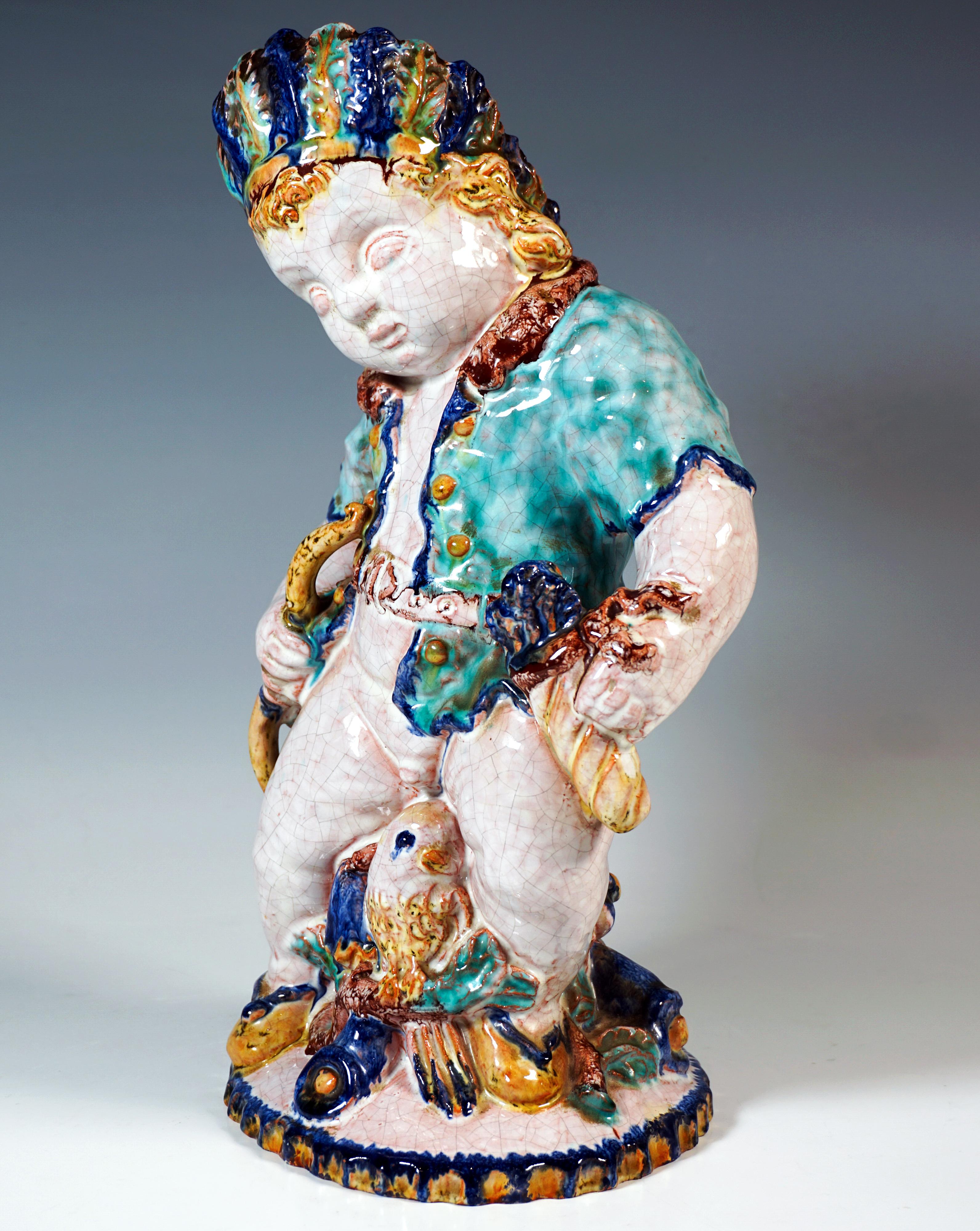 Autrichien Grand putto en indien, par Michael Powolny, Sommerhuber Autriche, 1925-1930 en vente