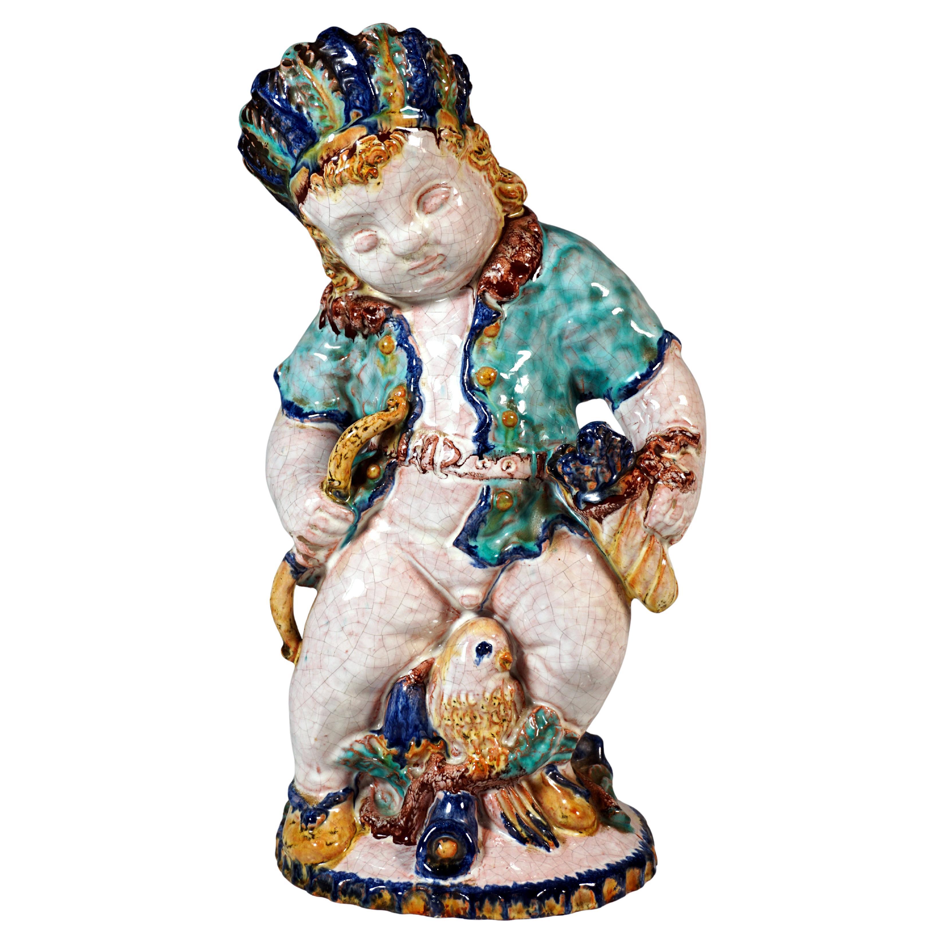 Grand putto en indien, par Michael Powolny, Sommerhuber Autriche, 1925-1930 en vente