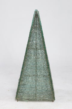 Large Pyramid Form Glass Sculpture and Lamp