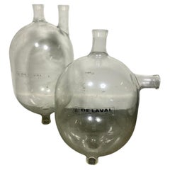 Used Large Pyrex 3 mouth De Lavel Glass Receivers .. modern glass sculptures.
