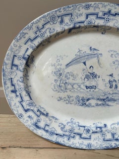 Large Pyrex Willow Pattern Platter, Late 1800s