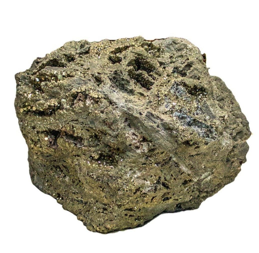 Pyrit-Mineralpräparat. Es handelt sich um ein gewöhnlich großes Stück Pyrit, das in dieser Größe (130 lbs / 59 kg) sehr selten zu finden ist.

Pyrit, auch Eisenkies oder Katzengold genannt, ist ein natürlich vorkommendes Eisendisulfid-Mineral. Der