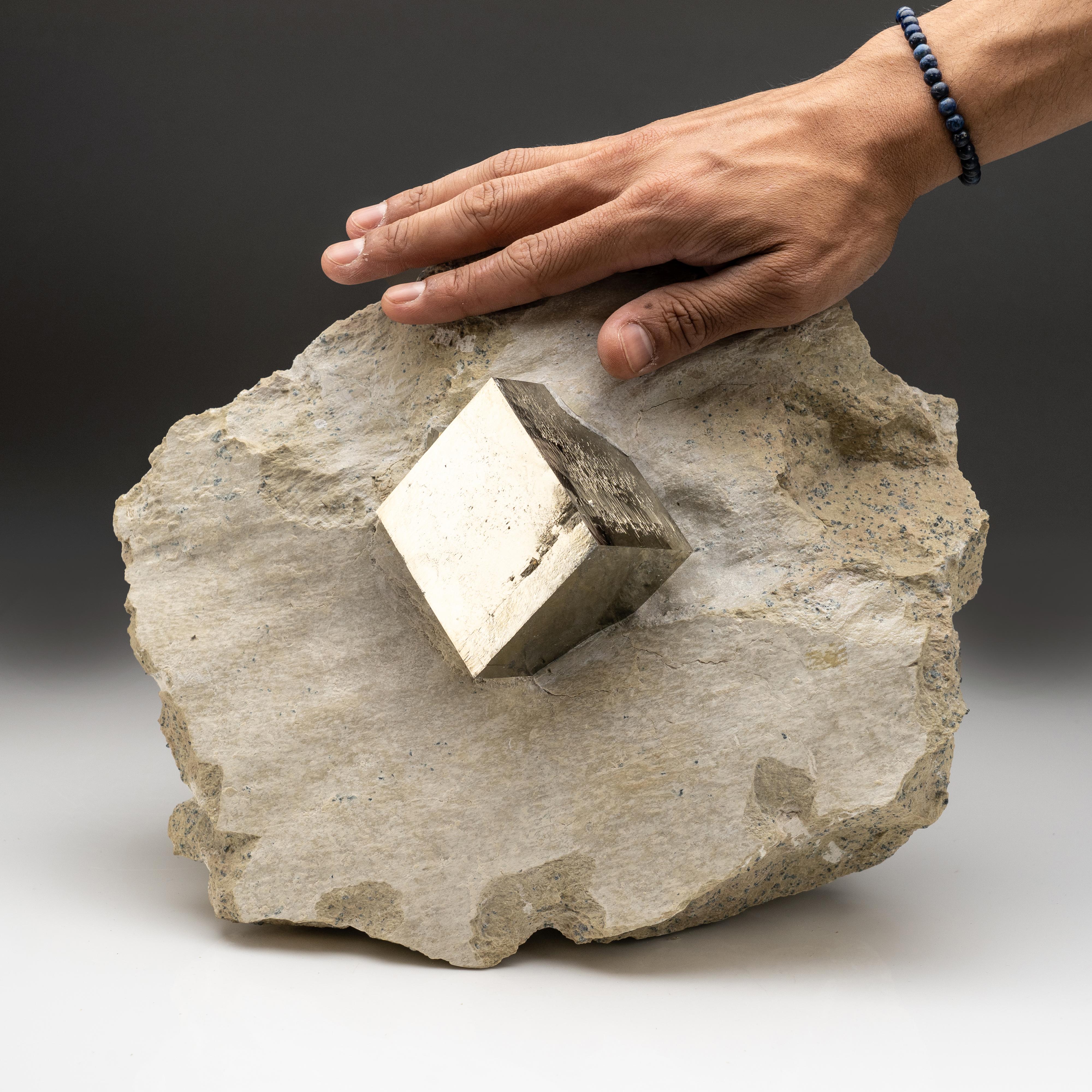 Spanish Large Pyrite on Matrix From Victoria Mine, Navajún, La Rioja, Spain For Sale