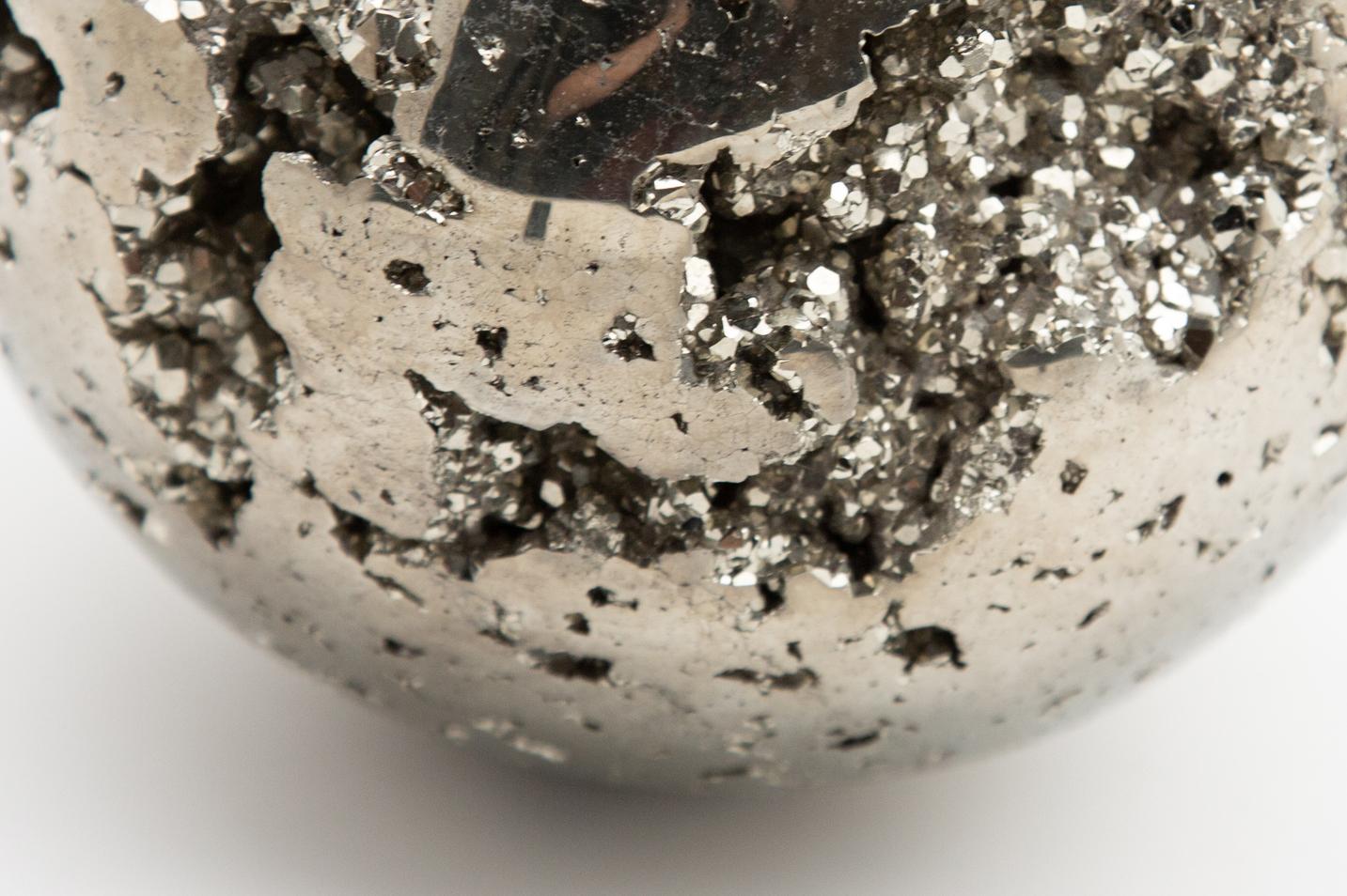 Pyrite Mineral Sphere. Hand carved. 6