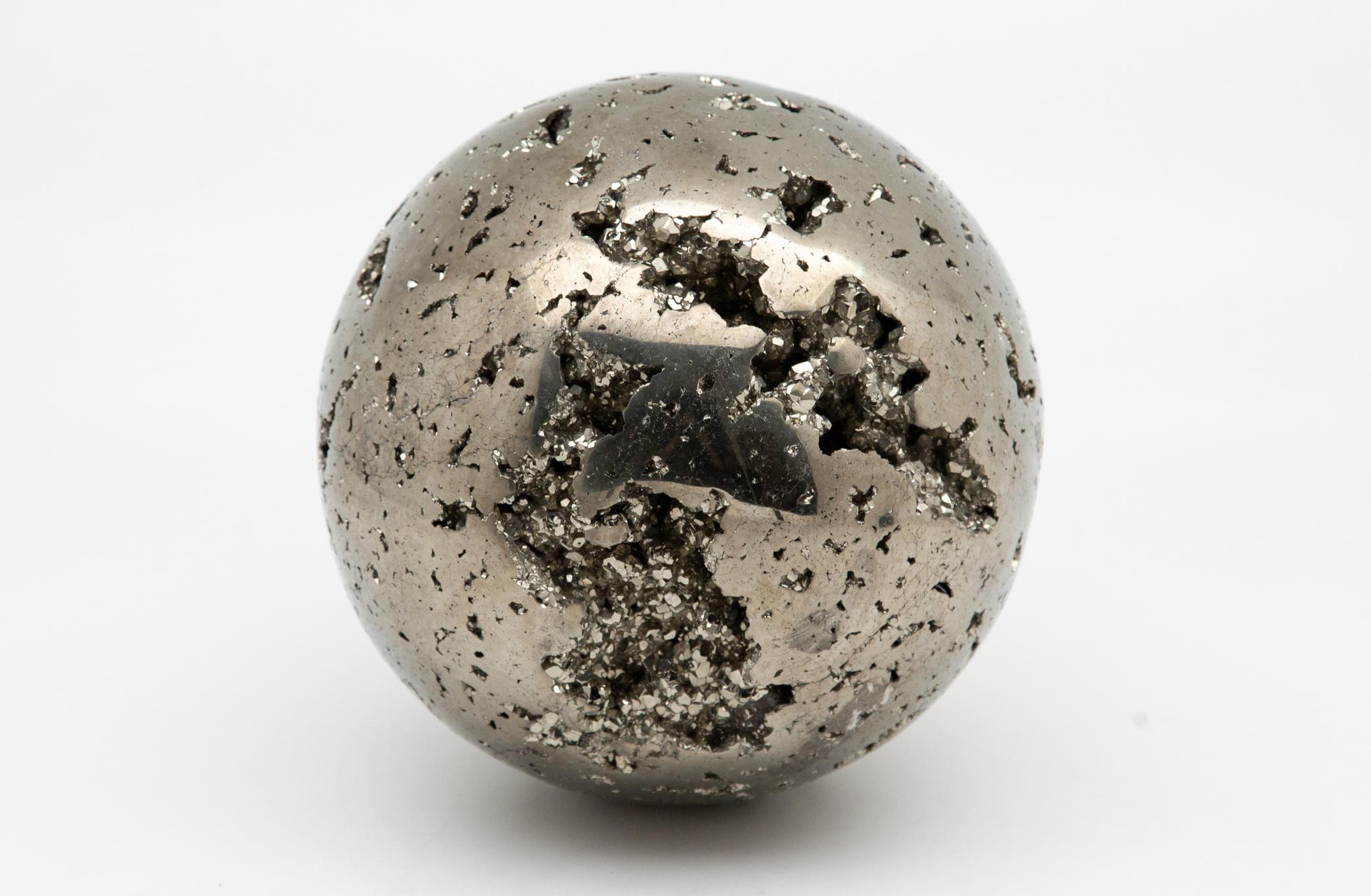 Hand-Carved Large Pyrite Sphere