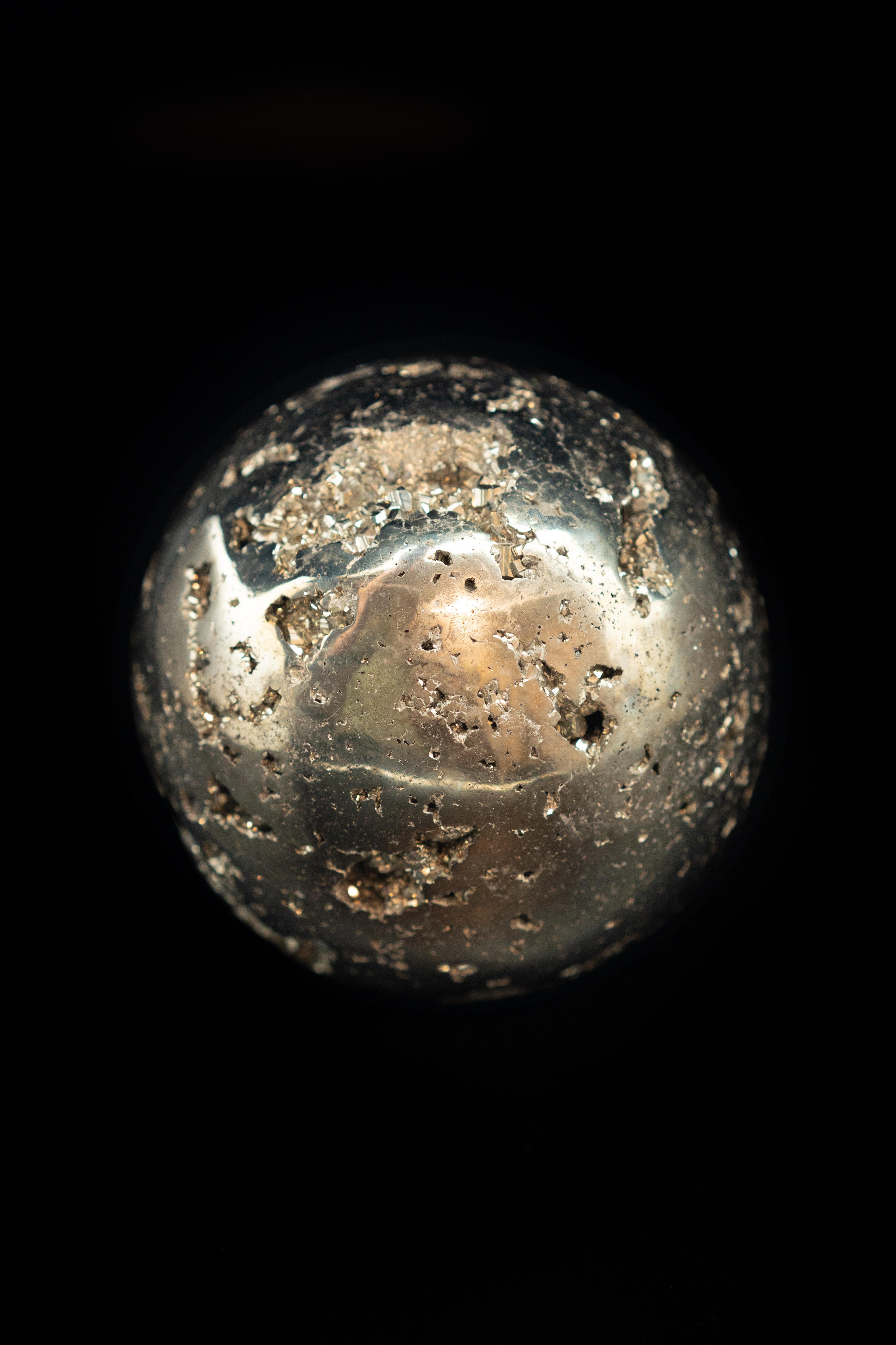 Hand-Carved Large Pyrite Sphere