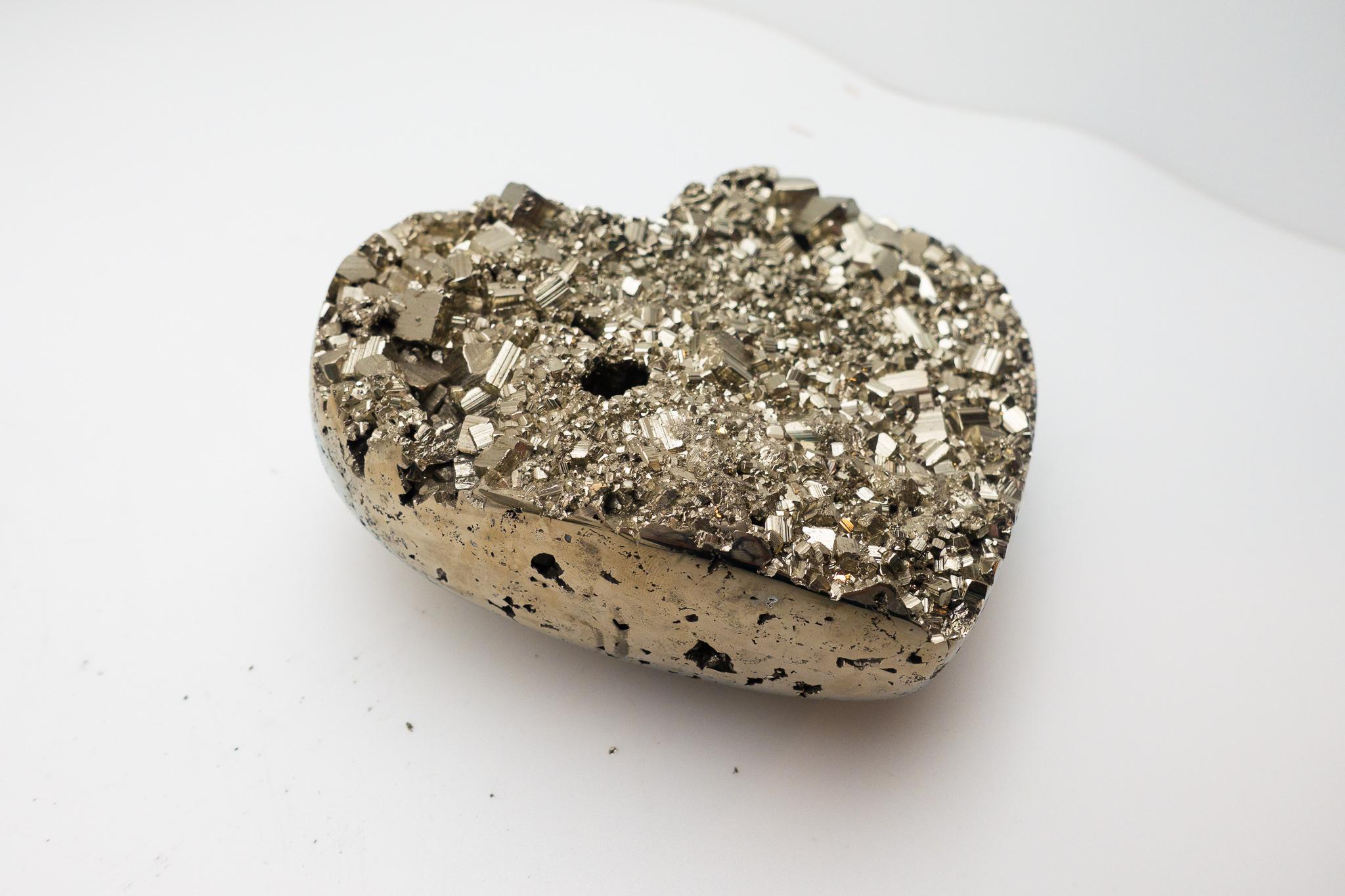 Organic Modern Large Pyrite Heart From Peru