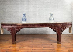 Large 19th Century Qing Dynasty Console Table with Dragon and Fretwork Motifs