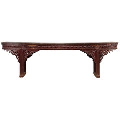 Antique Large Qing Dynasty Chinese Altar Console Table with Fretwork and Dragon Motifs
