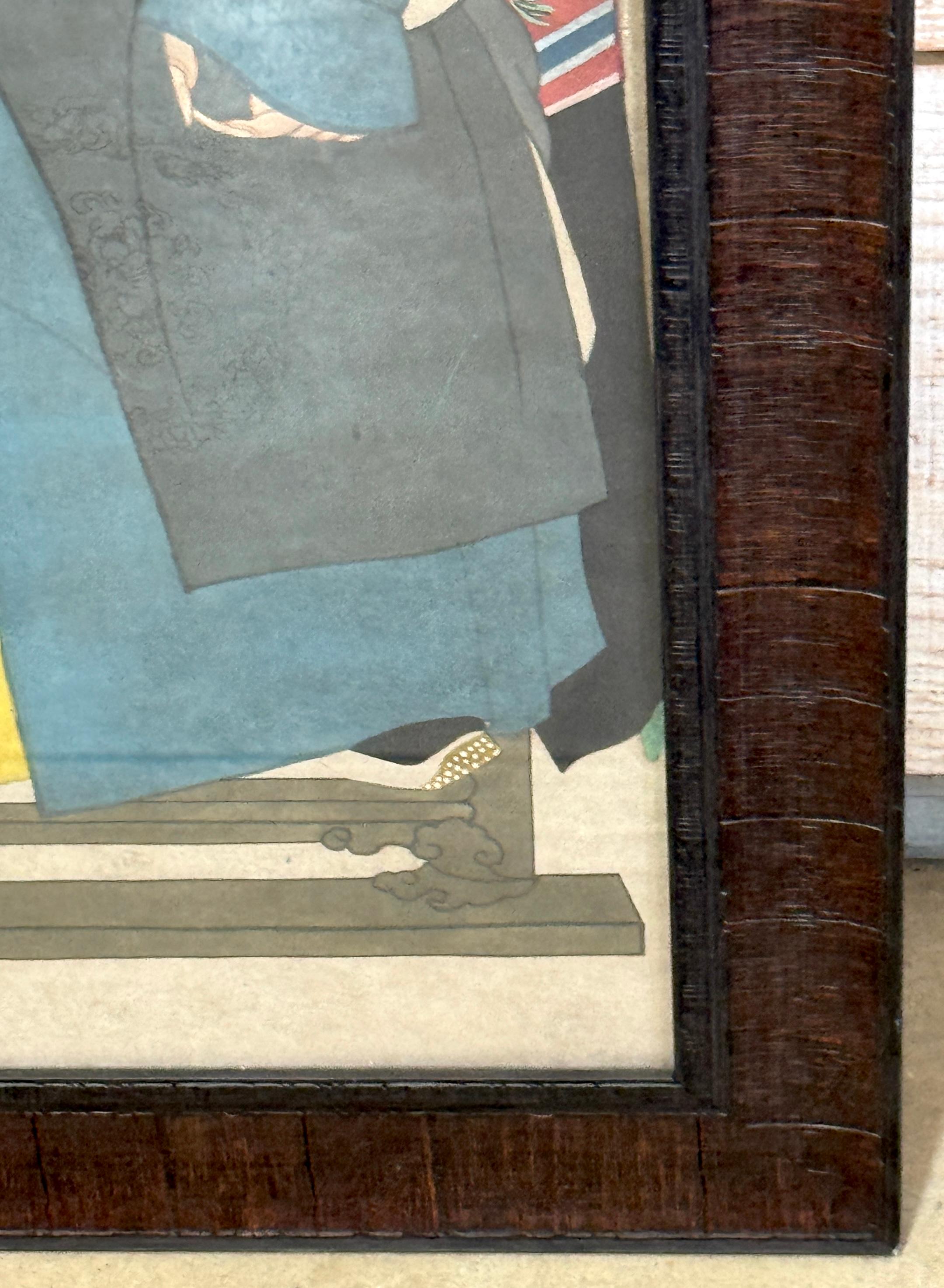 Grand double portrait ancestral de la dynastie Qing Chine, fin C.I.C. Période Guangxu en vente 3