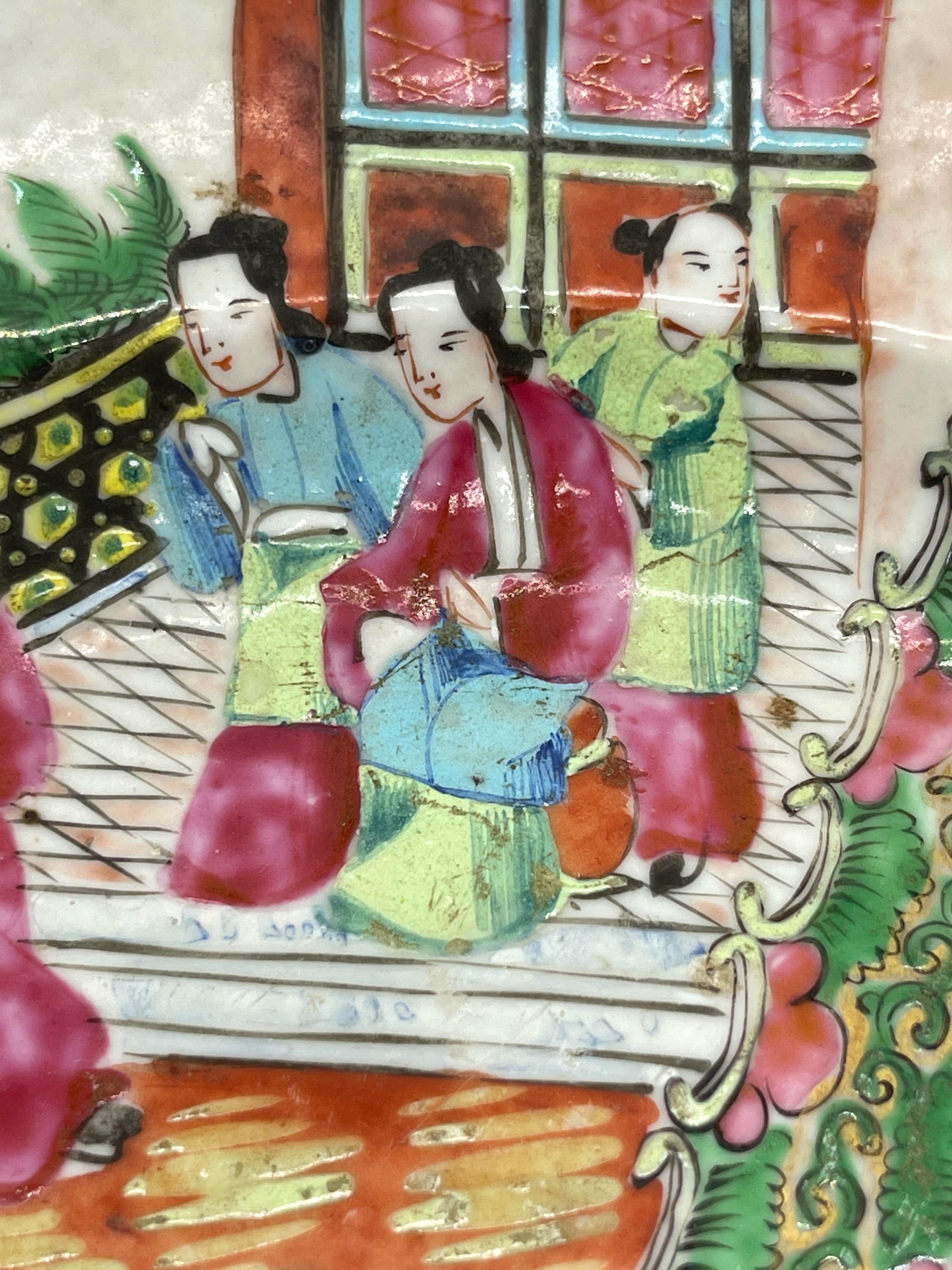 Large Qing Dynasty Famille Rose Medallion Platter, Vivid Enamels, Canton c. 1870 8