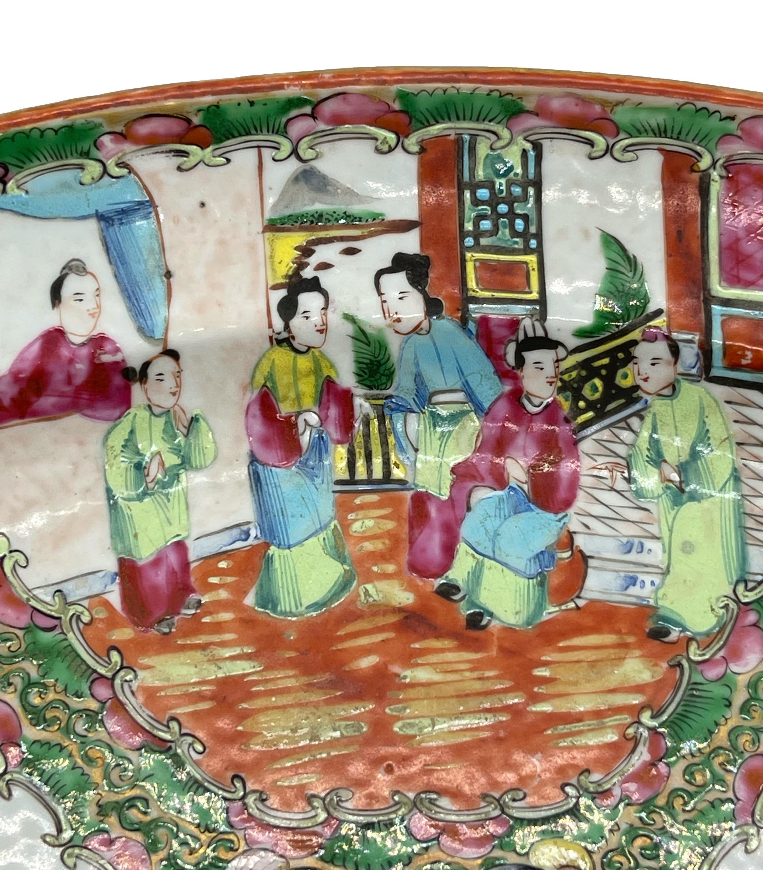Enameled Large Qing Dynasty Famille Rose Medallion Platter, Vivid Enamels, Canton c. 1870