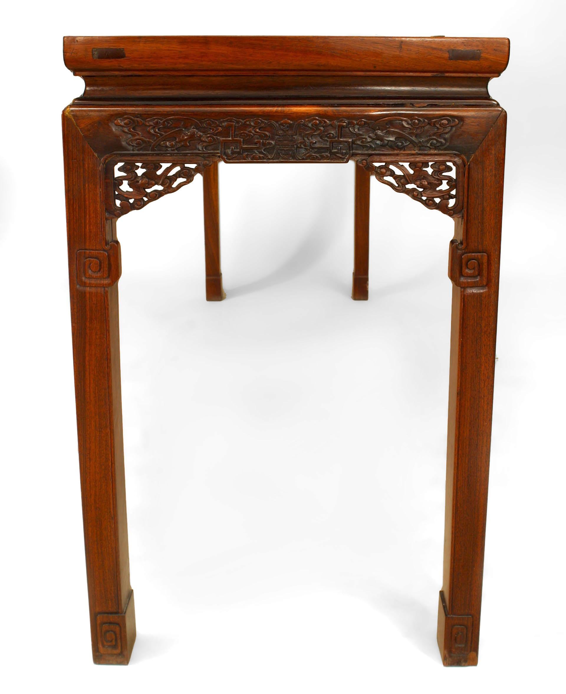 Chinese Carved Hardwood Console Table In Good Condition For Sale In New York, NY