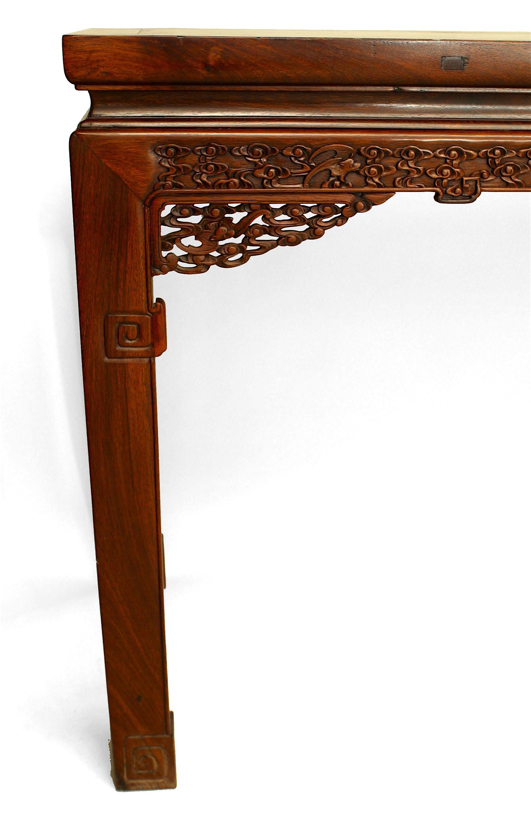 19th Century Chinese Carved Hardwood Console Table For Sale