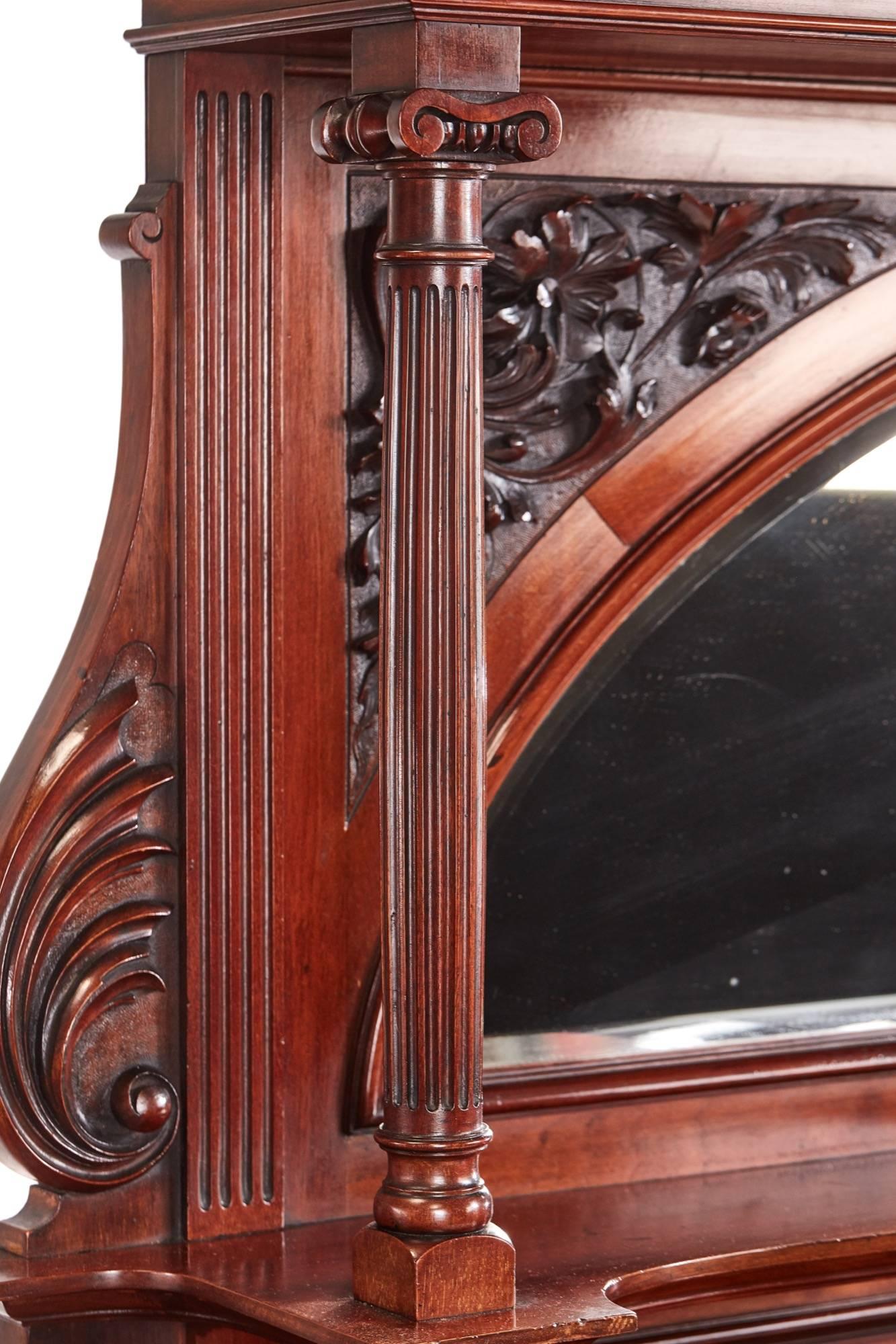 Large Quality Antique Carved Mahogany Sideboard by Maples For Sale 9
