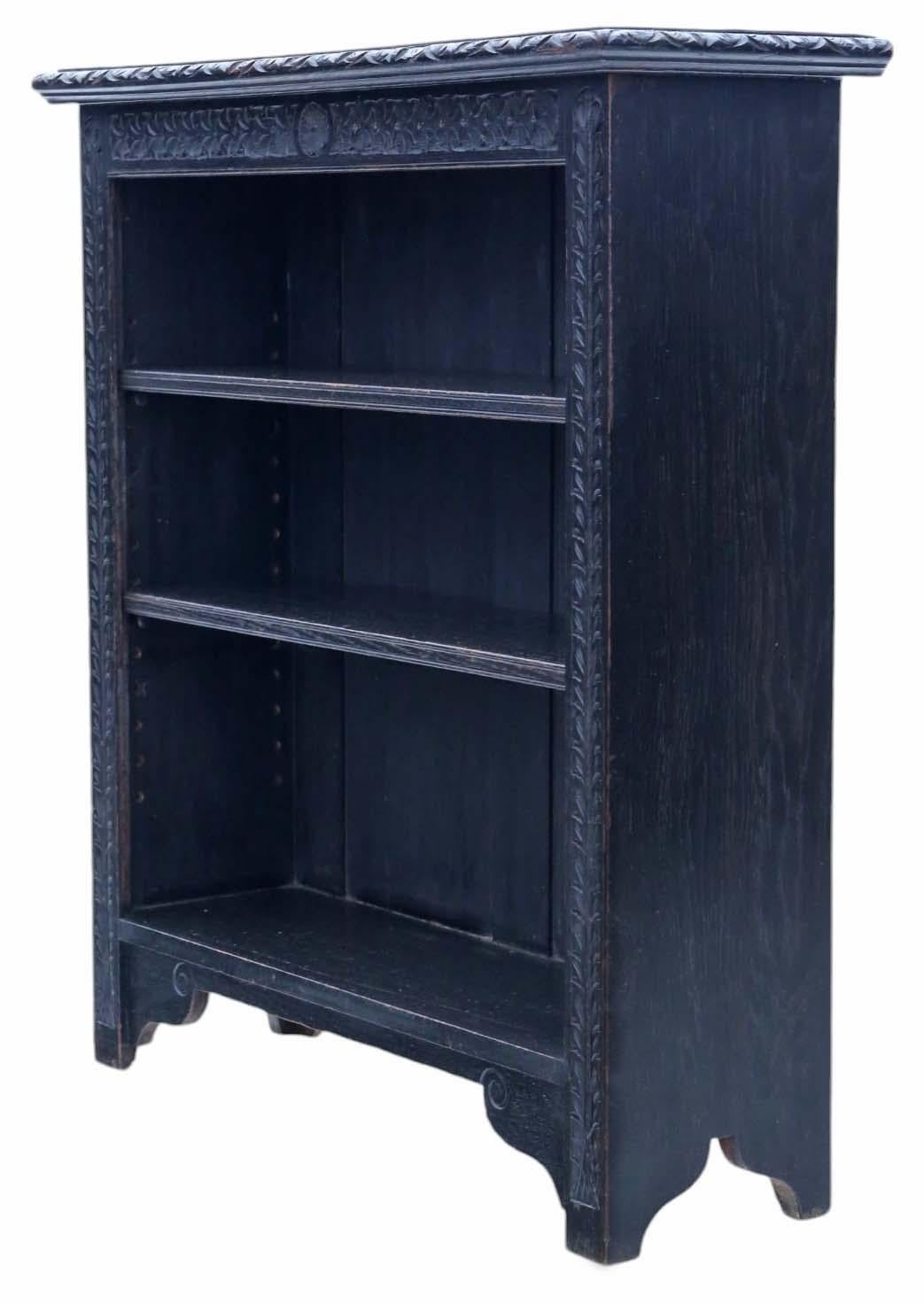 Early 20th Century Large Quality Antique Gothic ebonised oak Adjustable Bookcase - Circa 1900