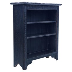 Large Quality Antique Gothic ebonised oak Adjustable Bookcase - Circa 1900