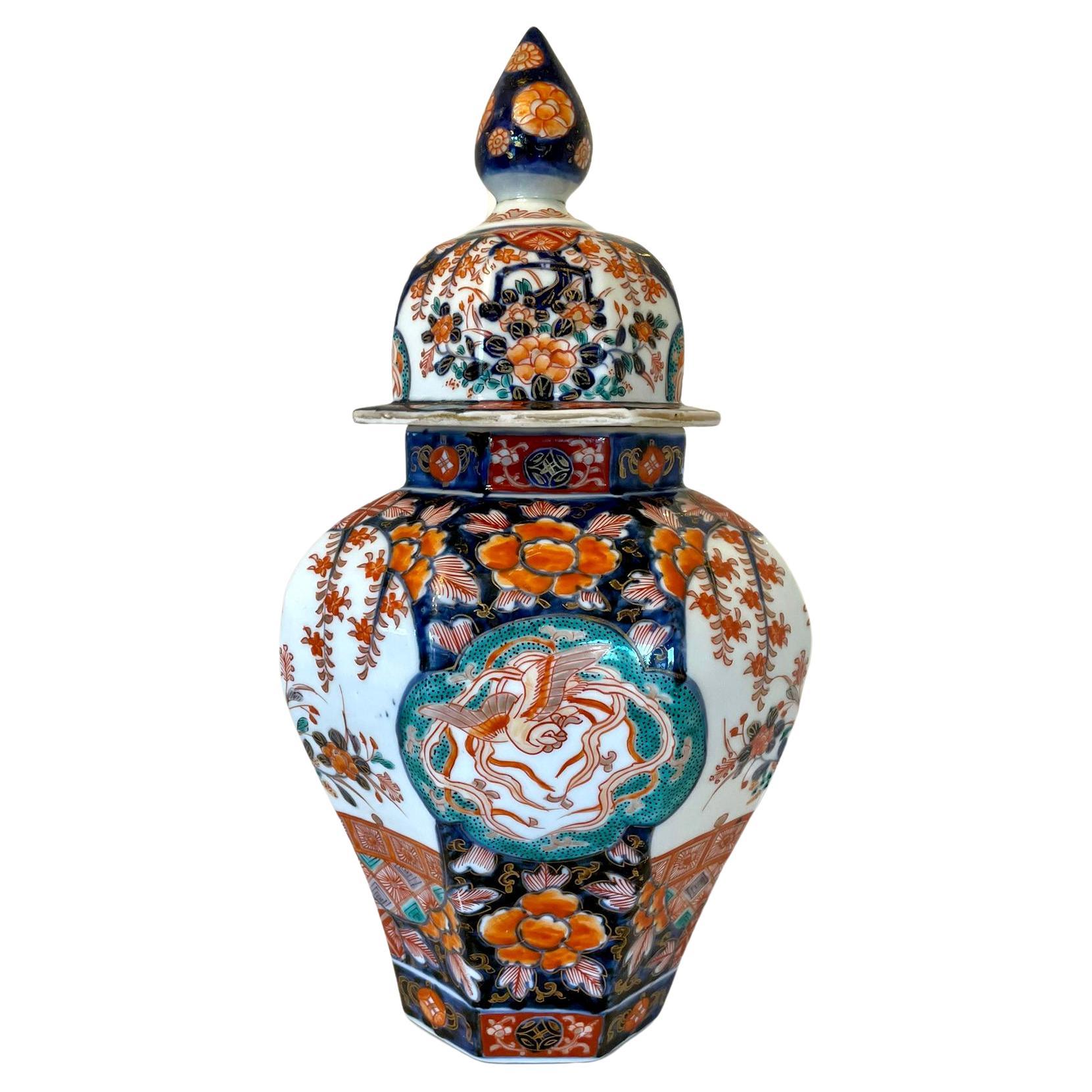 Large Pair of Japanese Meiji Imari Blue and White Vases at 1stDibs