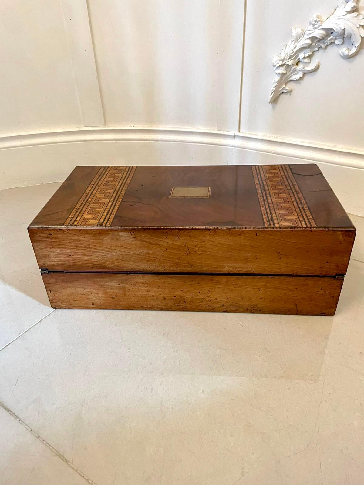 19th Century Large Quality Antique Victorian Burr Walnut Tunbridge Ware Inlay Writing Box 