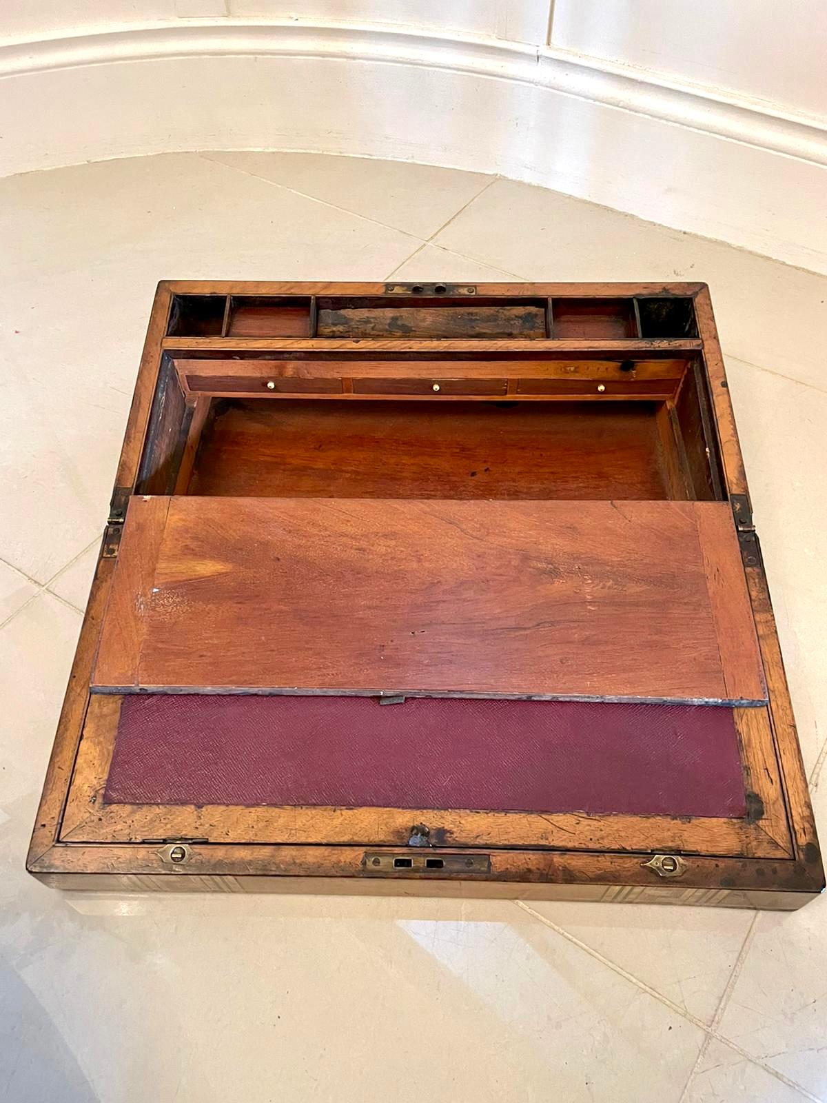 Large Quality Antique Victorian Burr Walnut Tunbridge Ware Inlay Writing Box  2