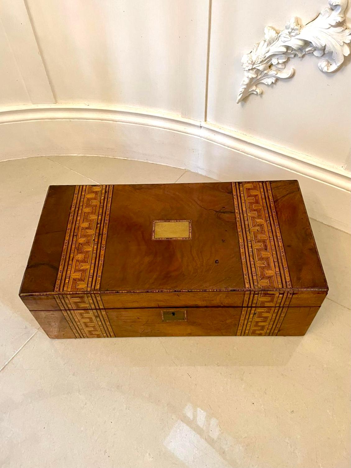 Large Quality Antique Victorian Burr Walnut Tunbridge Ware Inlay Writing Box  3