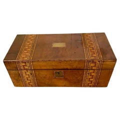 Large Quality Antique Victorian Burr Walnut Tunbridge Ware Inlay Writing Box 