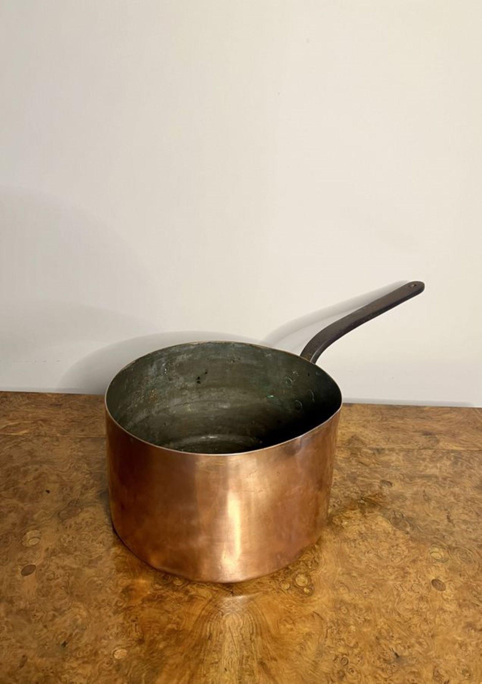 19th Century Large quality antique Victorian Hodges & Sons copper saucepan For Sale