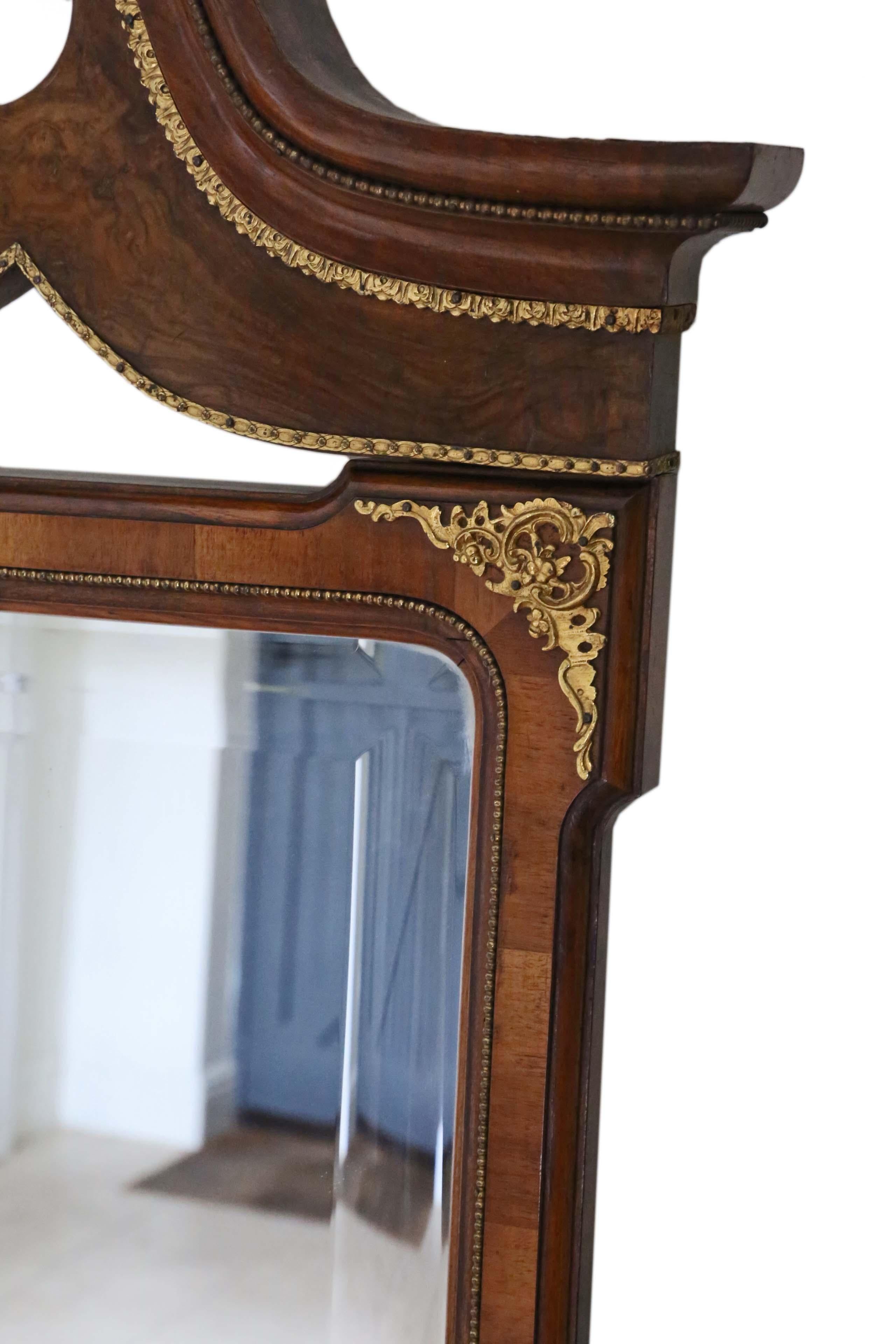 Large Quality Burr Walnut Full-Height Wall Mirror from circa 1910, Antique For Sale 1