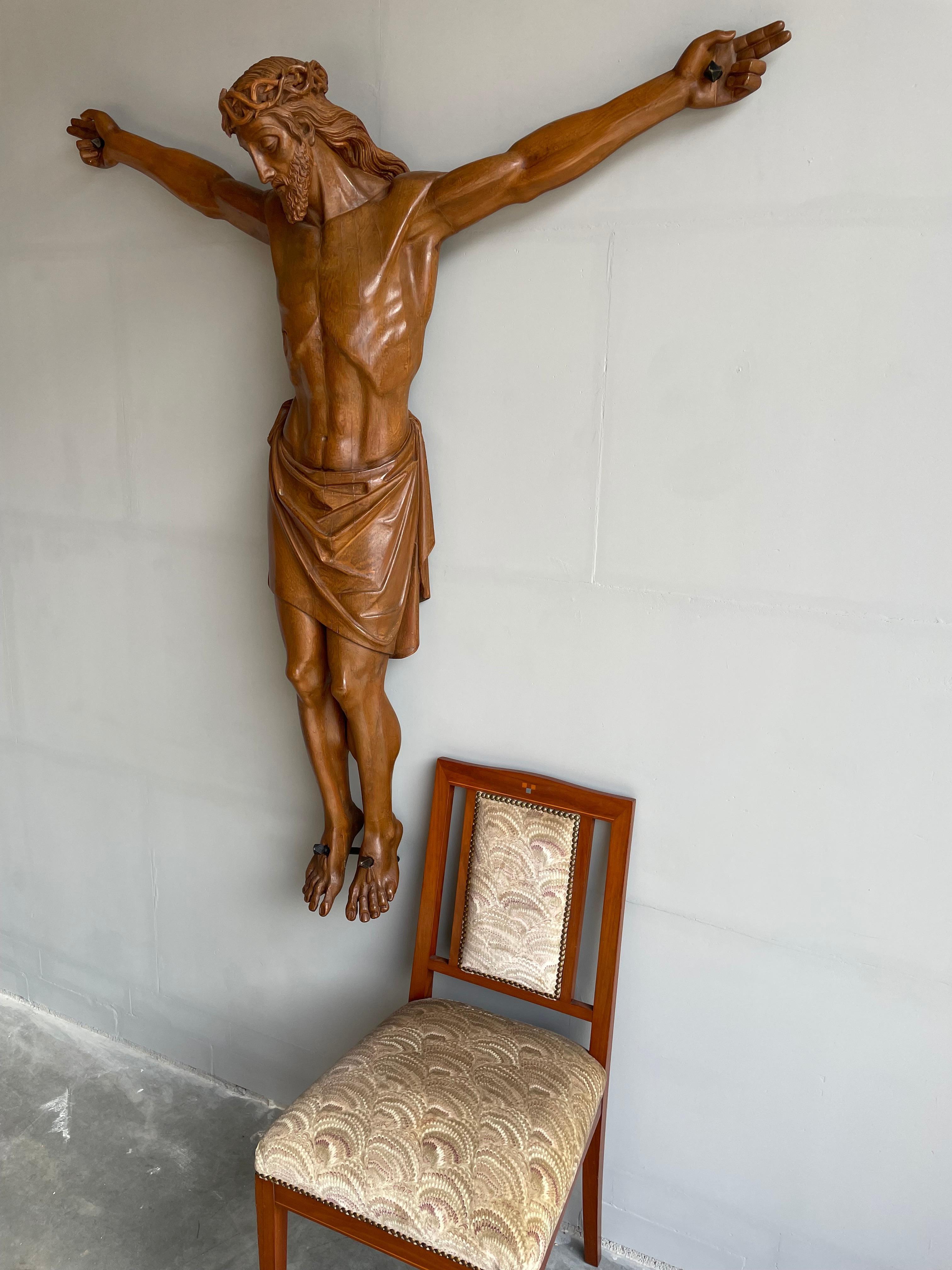 Stunning, one of a kind wooden corpus of Christ.

The meaning of this antique sculpture obviously needs no explanation. However, not everybody looks at the corpus of Christ with the same ideas and emotions. And each individual may also have